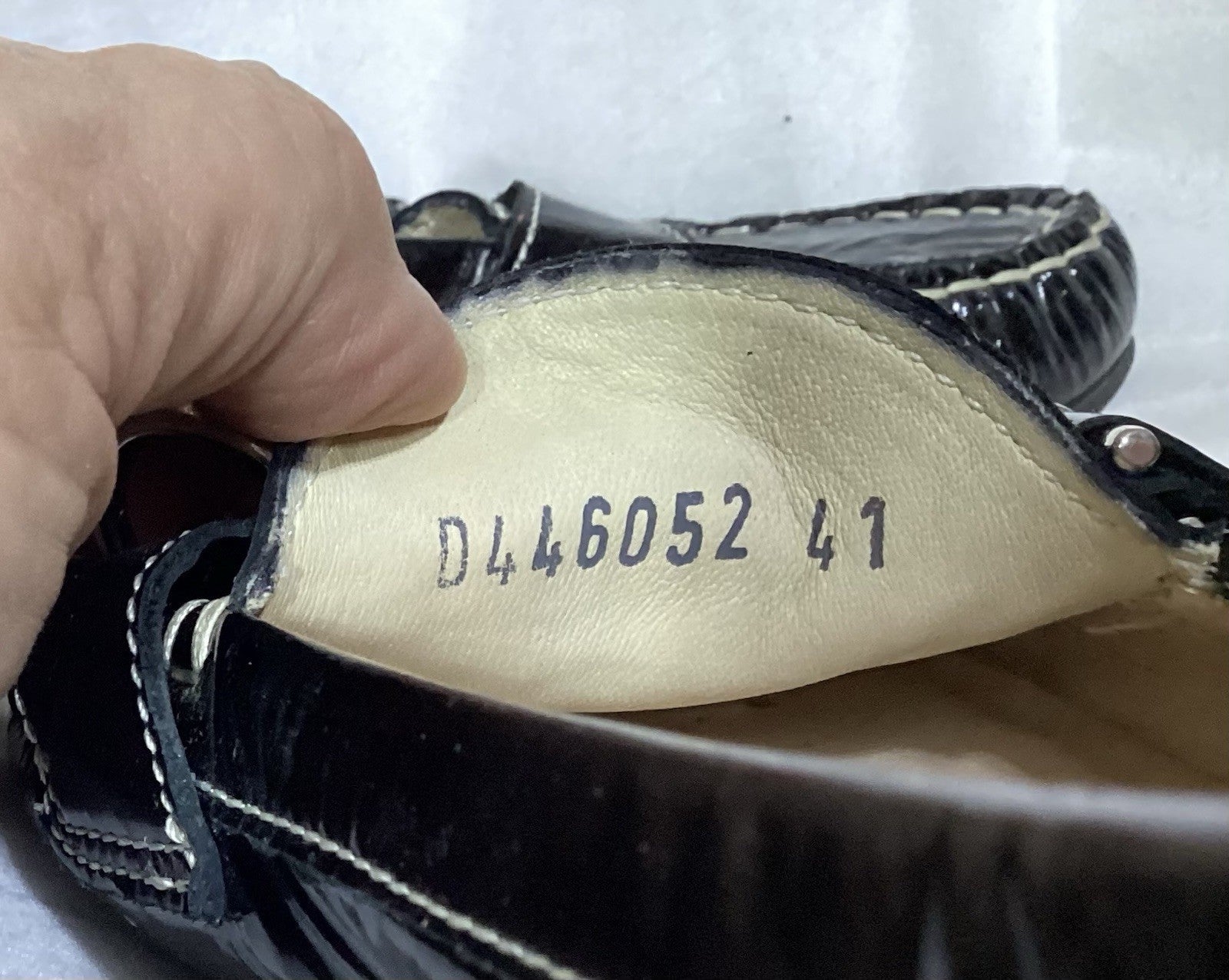 Attilio Giusti Leombruni Black Patent Women Mocassins Sz 41 Made In Italy