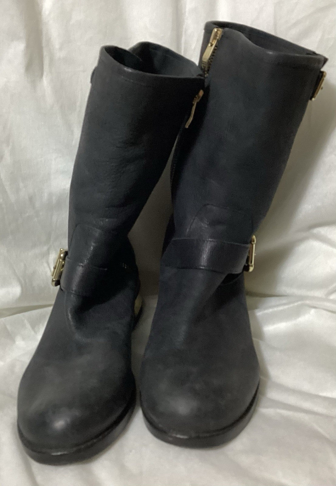 Vince Camuto Winchell Mid Calf Leather Women Black Boots Sz 9.5 M