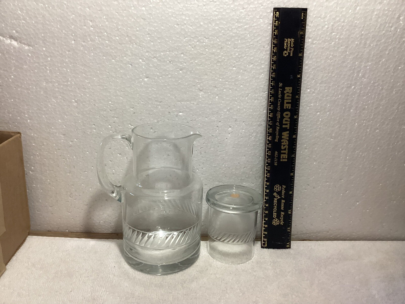 Romanian Bedside Etched Pitcher With Water Glass