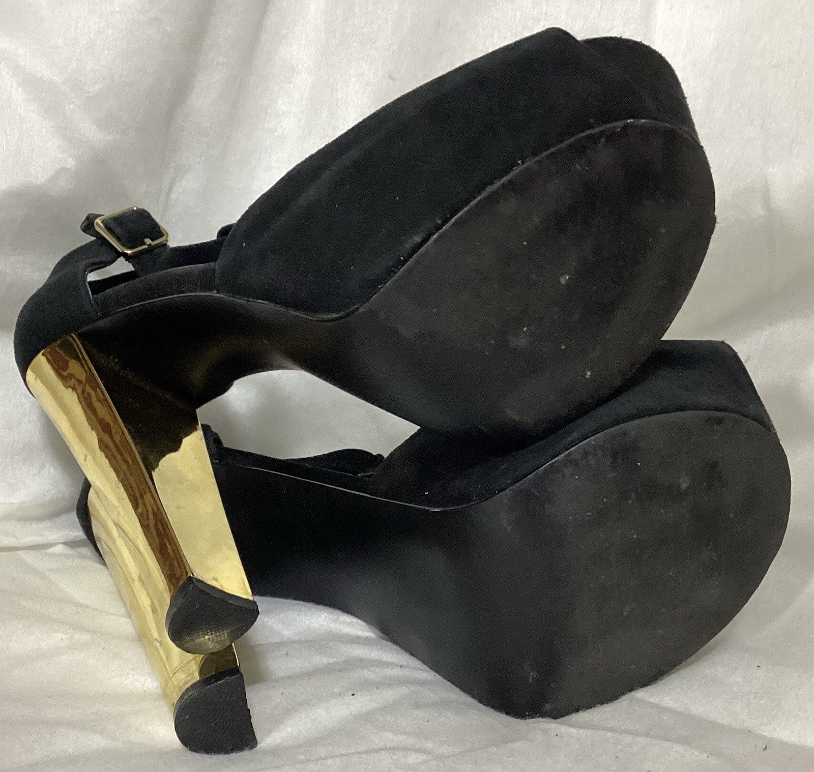 Steve Madden Dyvine Black Suede Platform Women Shoes Sz 7.5