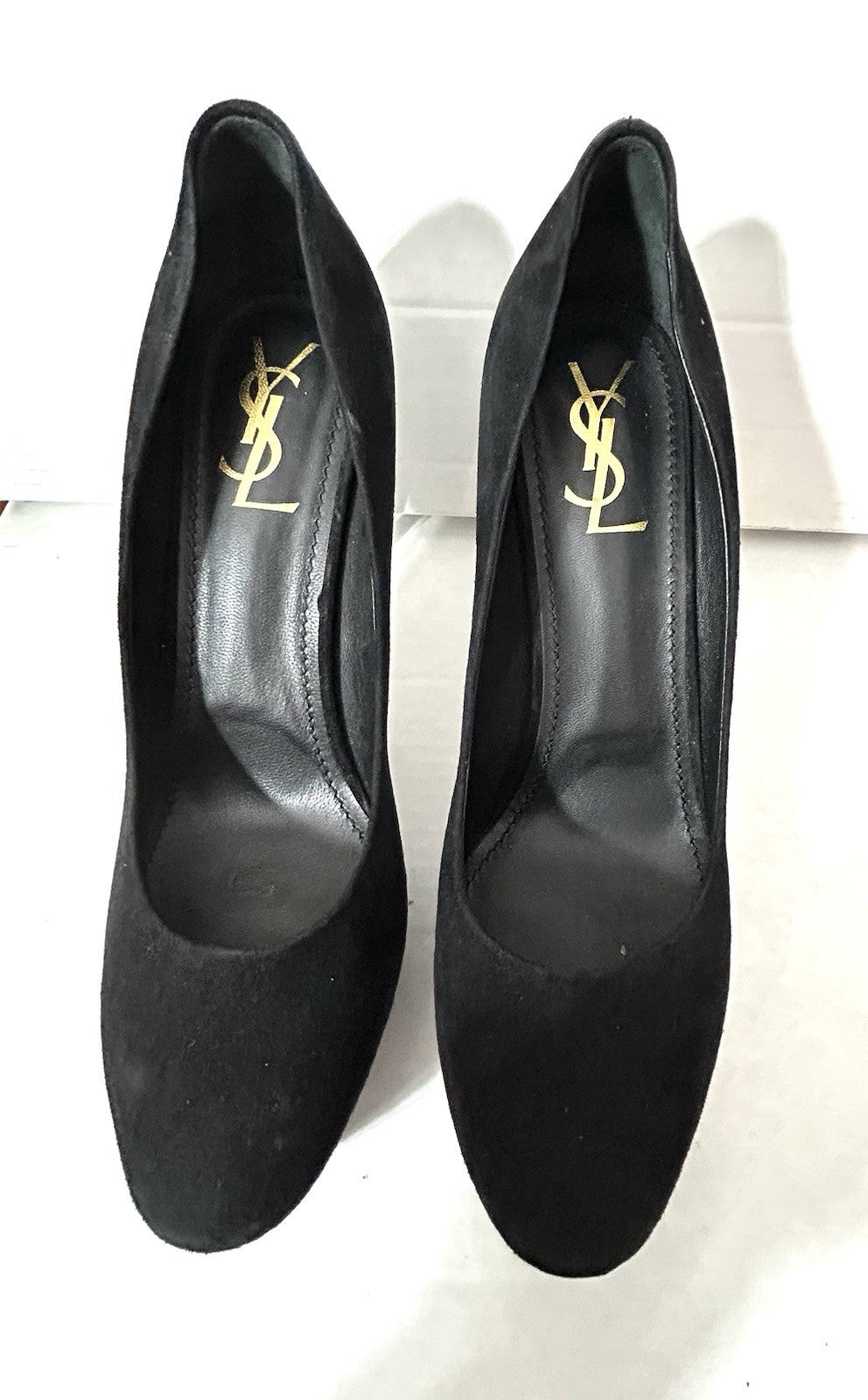 Yves Saint Laurent Women Platform Black Suede Shoes Sz 40.5