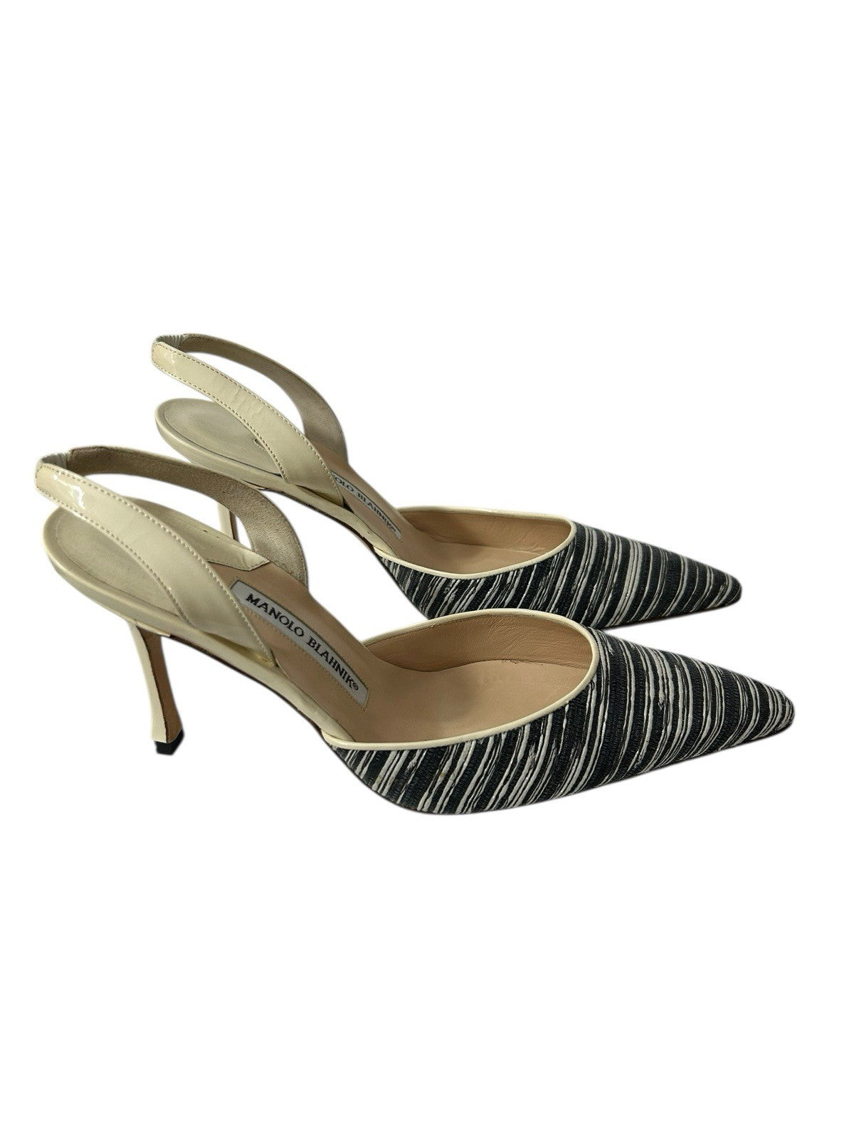 Manolo Blahnik Carolyne Striped Slingback Women Shoes Sz 40