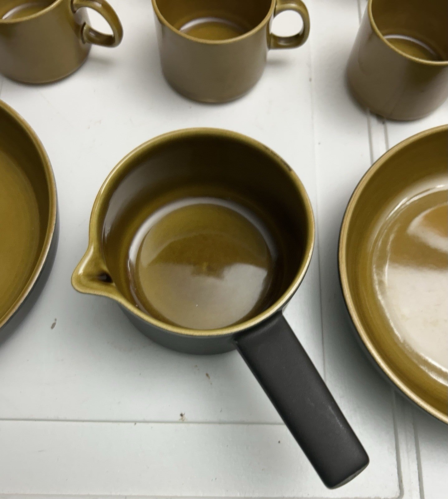 13 Pieces Melitta Germany Ceracron Pottery Mid Century Mustard Set
