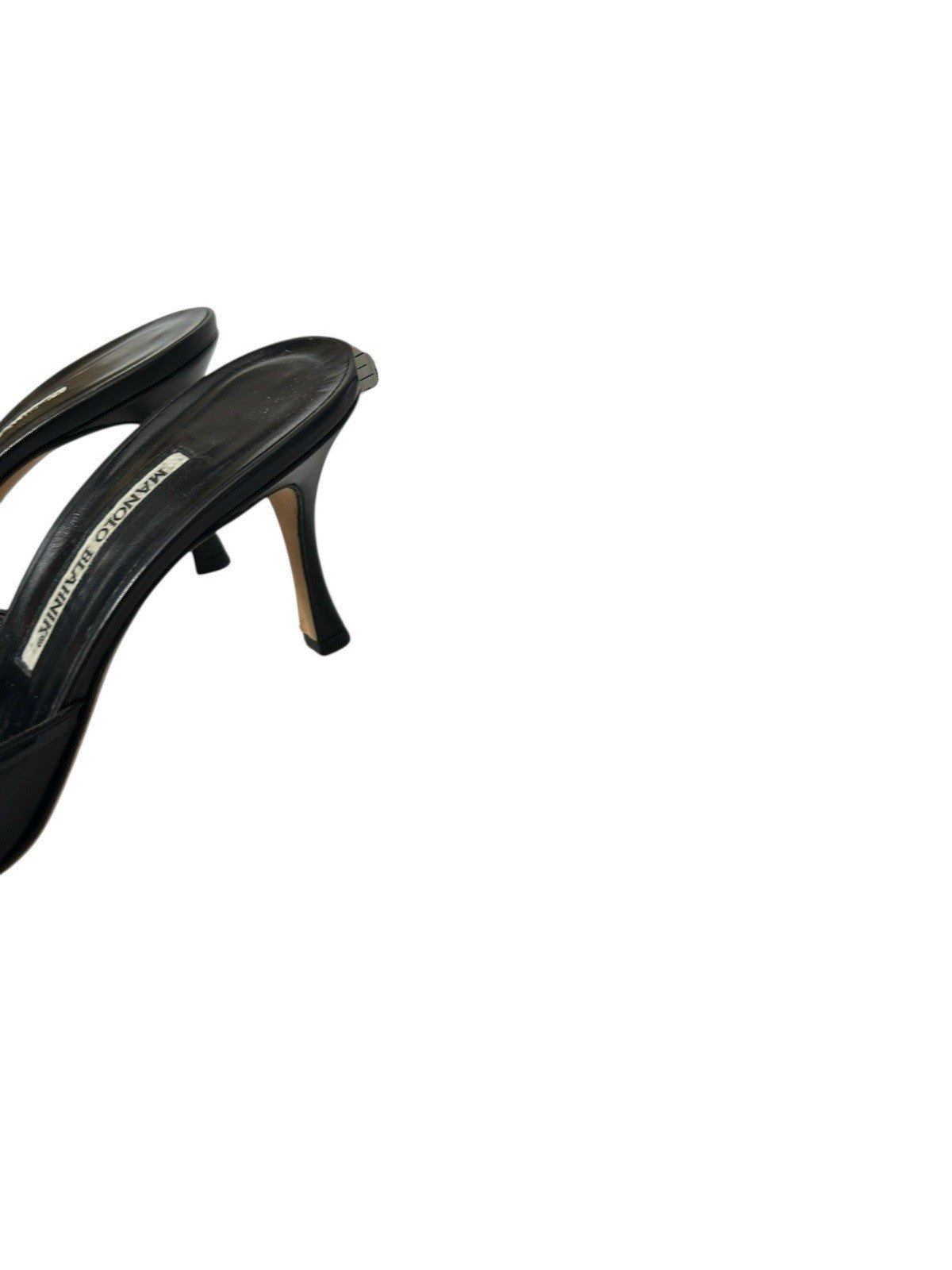 Manolo Blahnik Pointy Toe, Open Back Color Black Women Shoes Sz 40