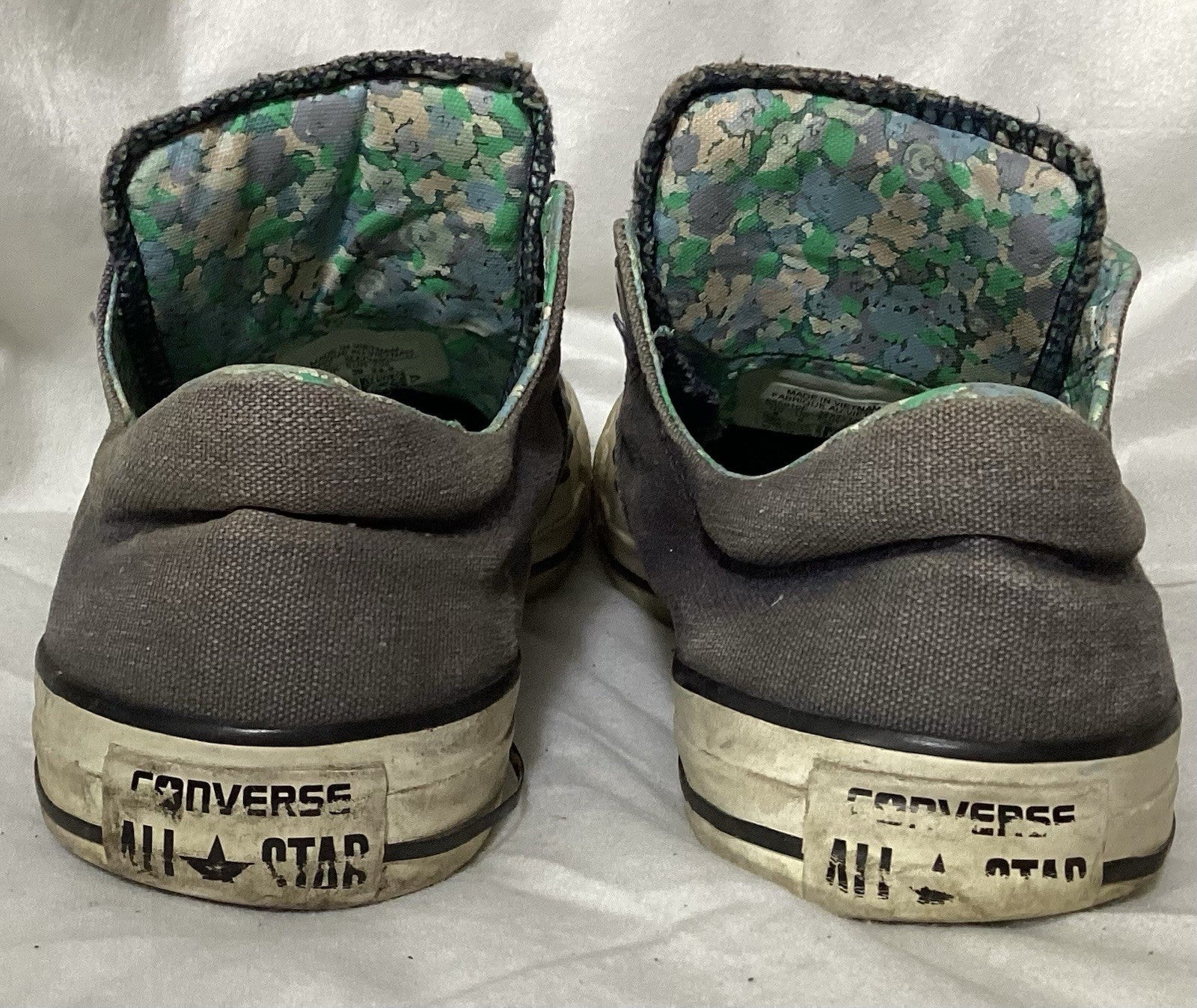 Converse All Star Gray Cloth Material/Green Floral Inside Women Shoes Sz 8