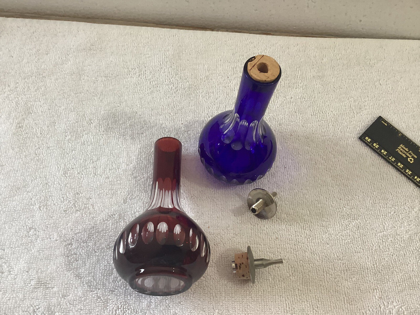 Vintage Cut Glass oil & vinegar dispensers Cruets Set Of 2