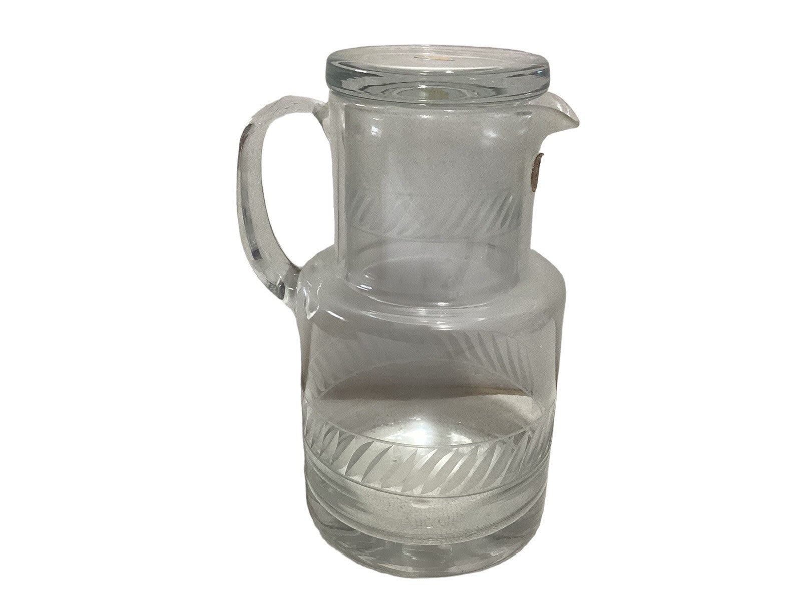 Romanian Bedside Etched Pitcher With Water Glass