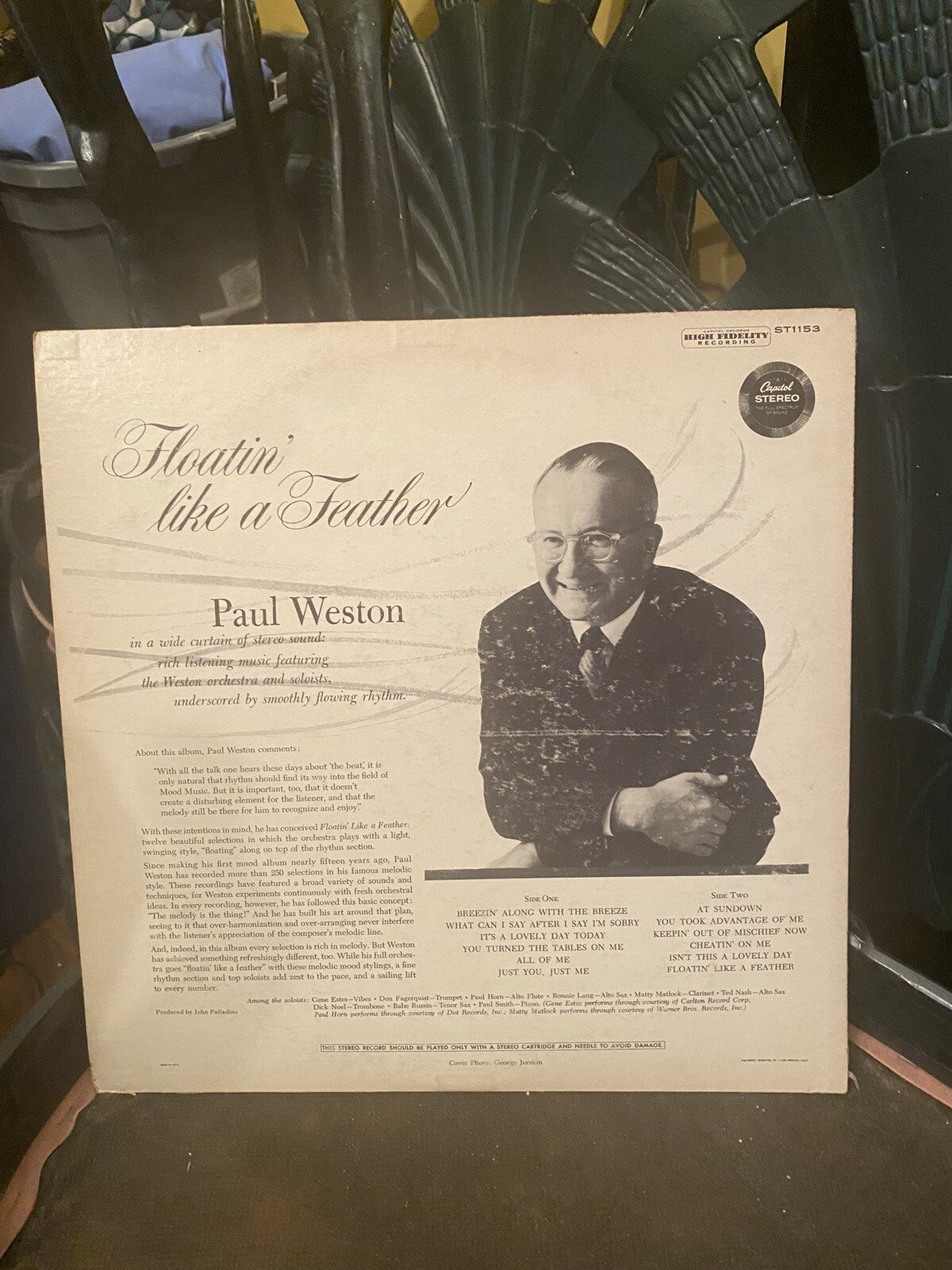Paul Weston Floatin Like A Feather Vinyl LP Record 1959 AUS MONO Capitol T1153