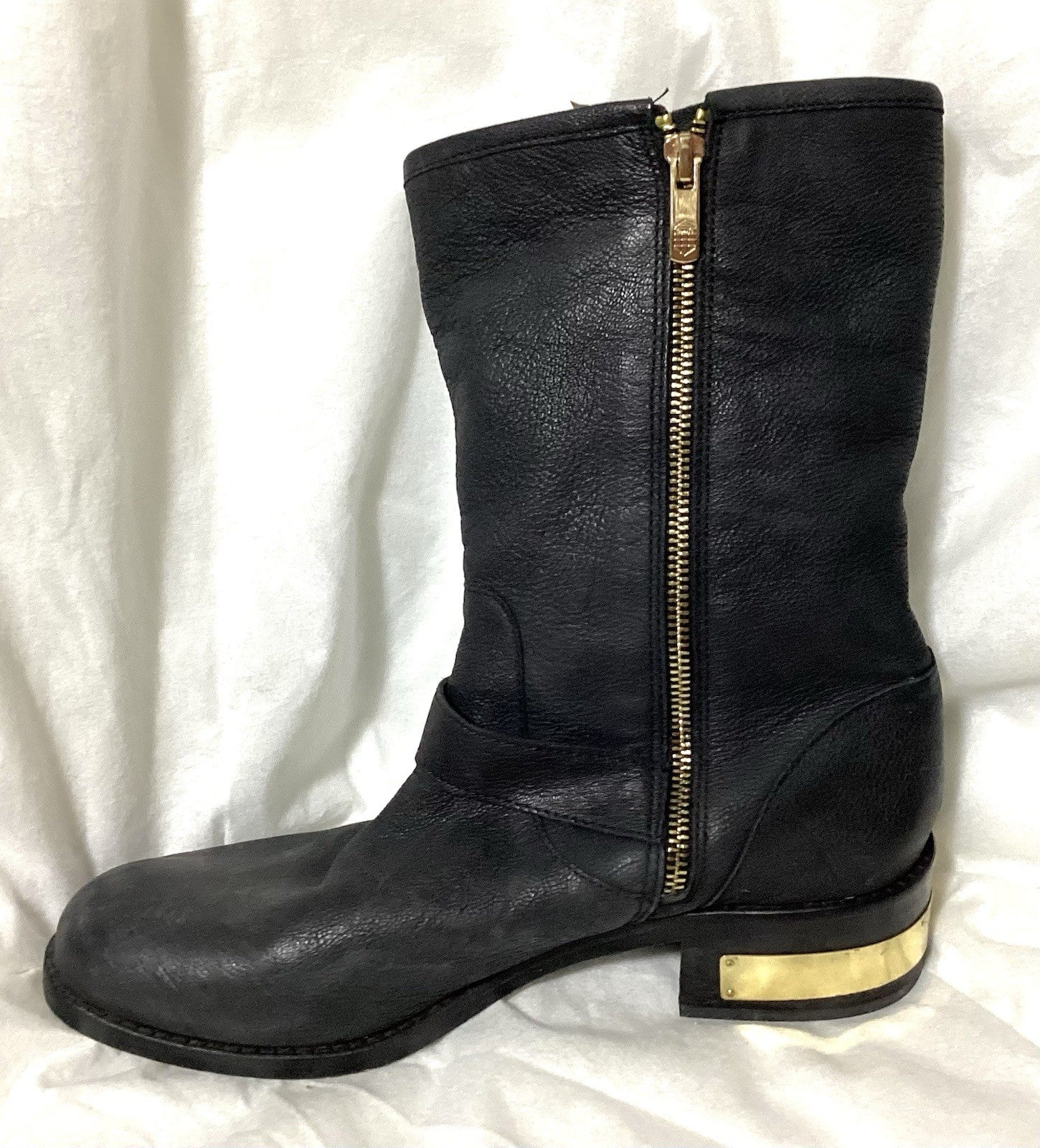 Vince Camuto Winchell Mid Calf Leather Women Black Boots Sz 9.5 M