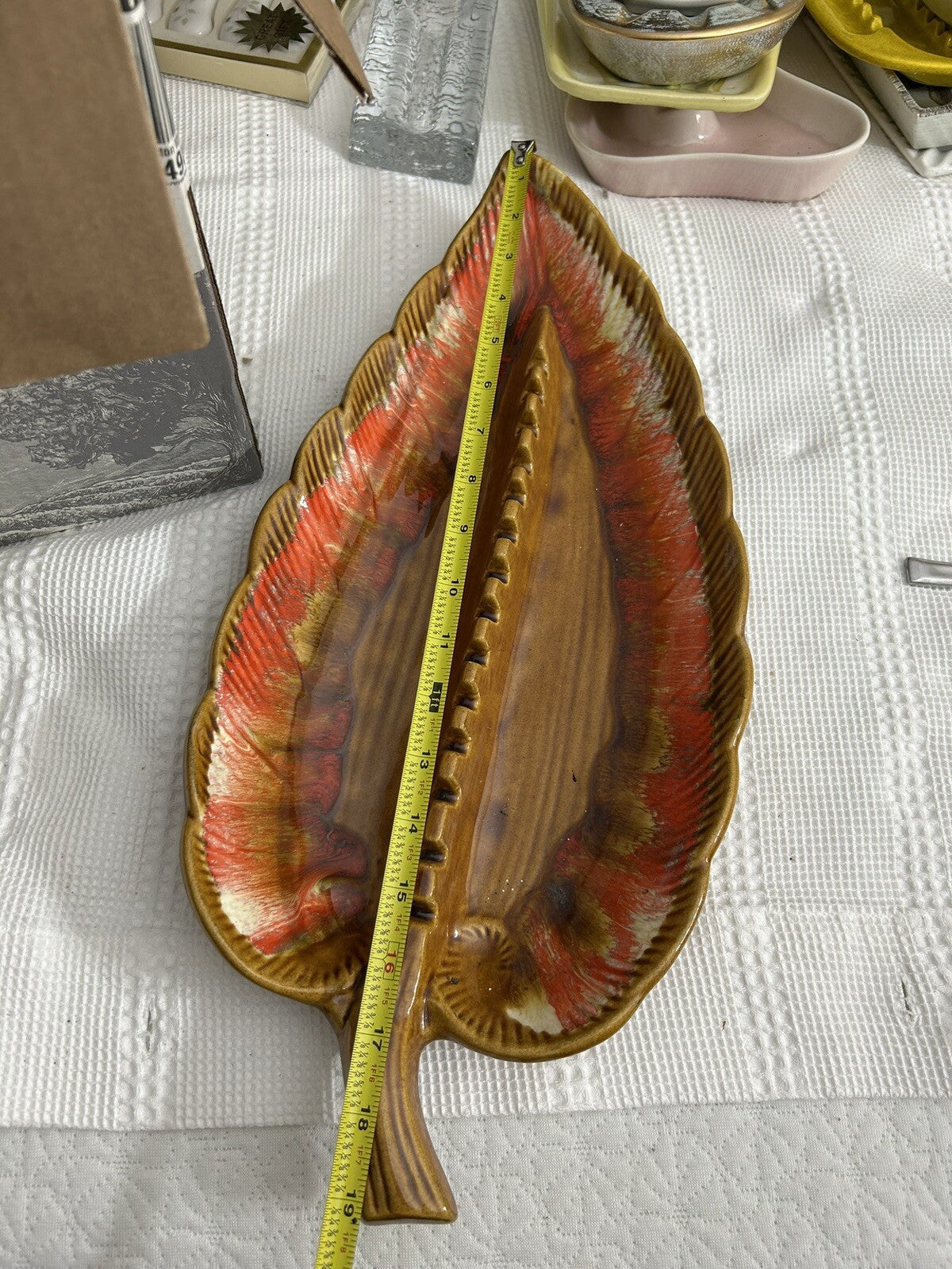 Maurice Of California Multicolor Leaf Shaped Pottery Cigarette Ashtray