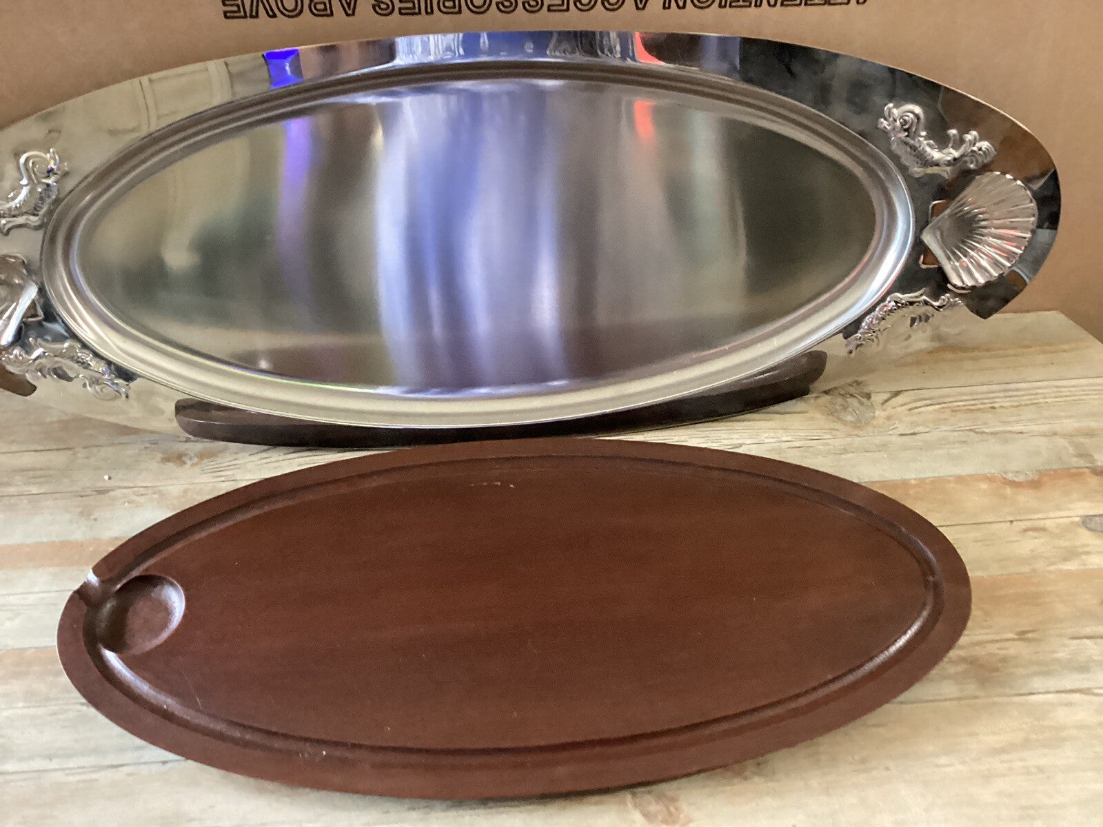 Jean Couzon Serving Oval Double 17” Tray From France