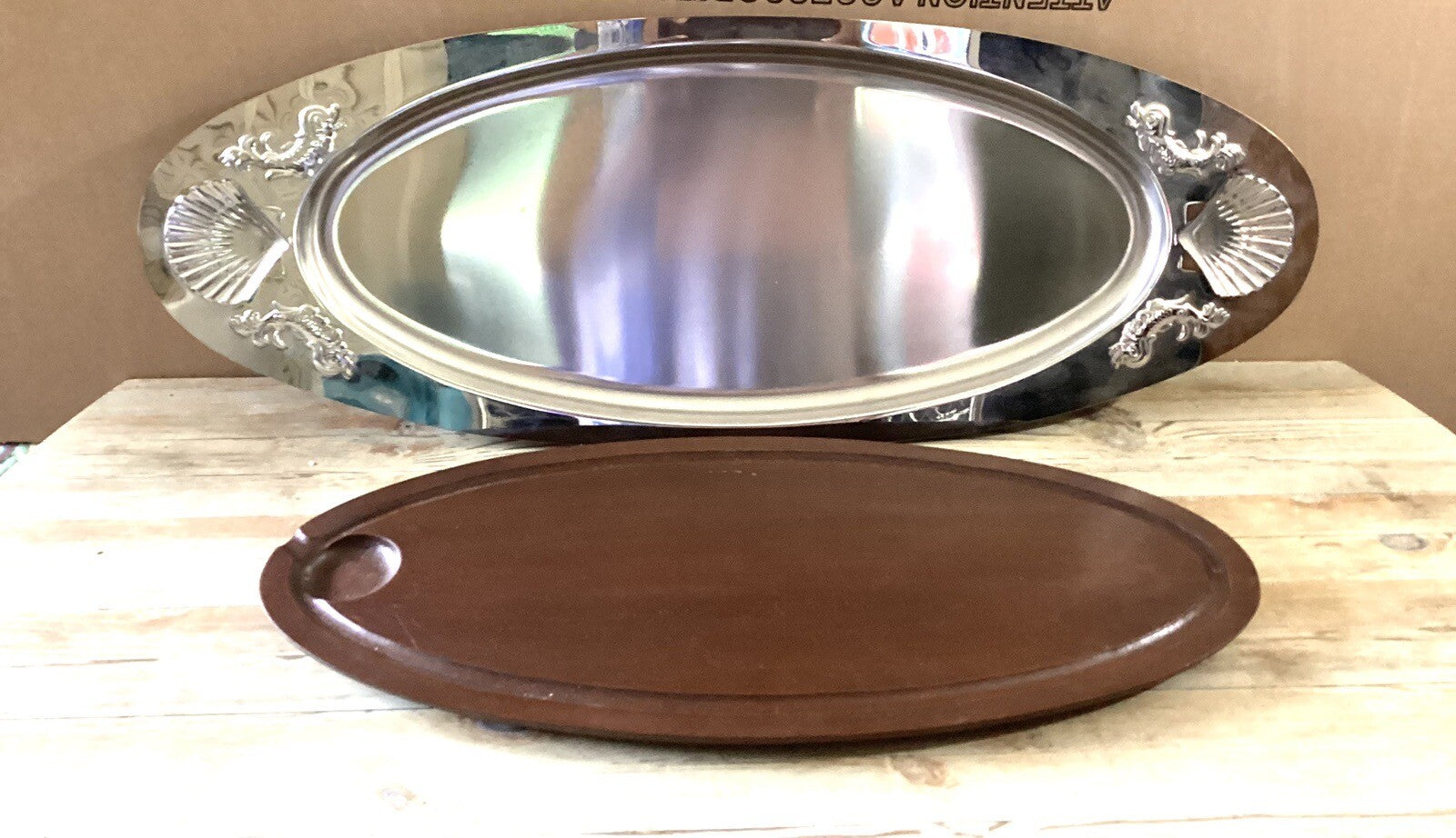 Jean Couzon Serving Oval Double 17” Tray From France