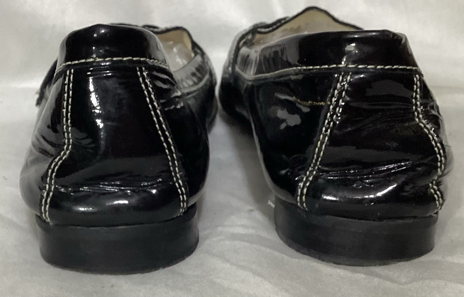 Attilio Giusti Leombruni Black Patent Women Mocassins Sz 41 Made In Italy