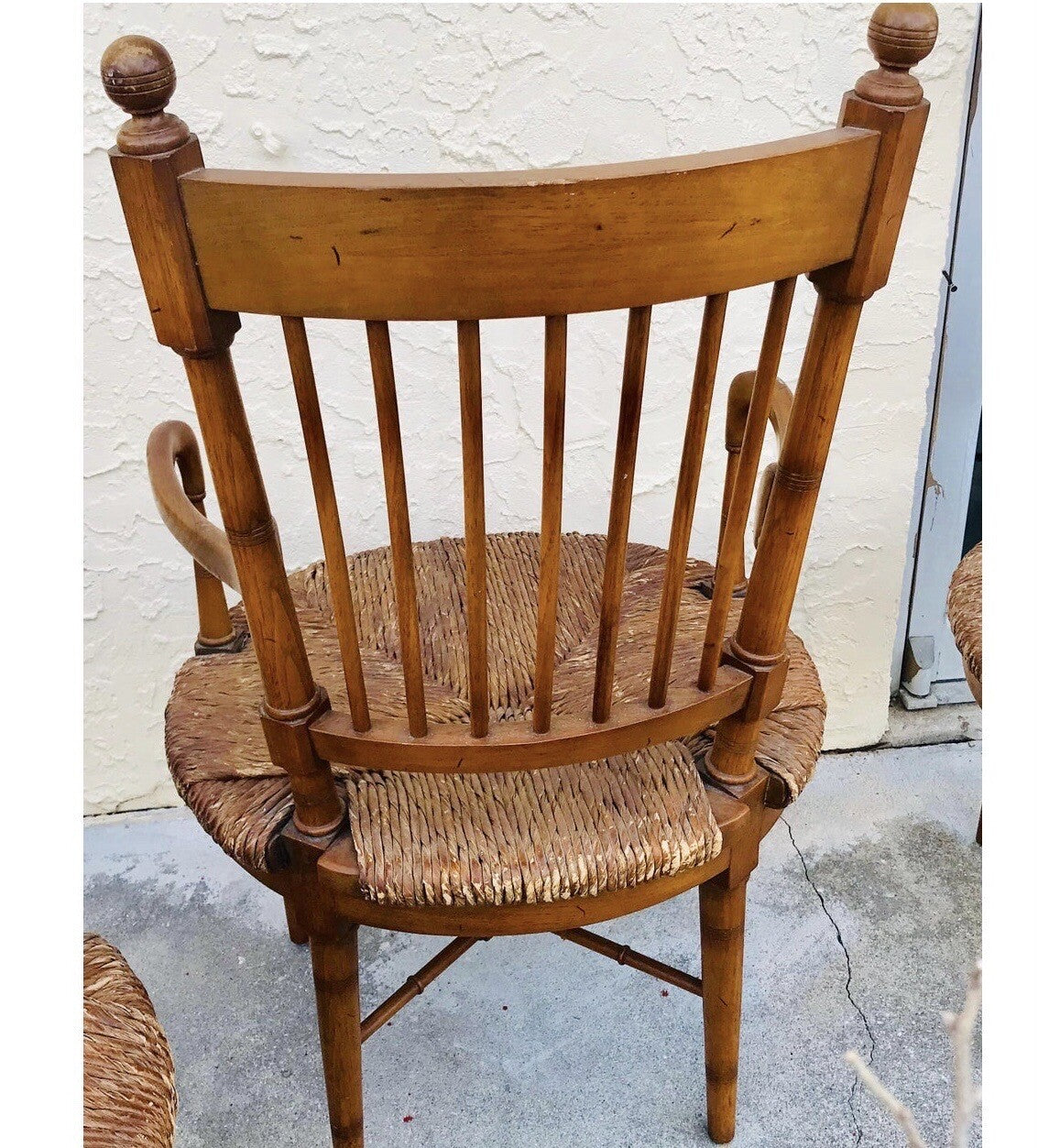 Set Of 4 Vintage Tomlinson Rush Seats Chairs