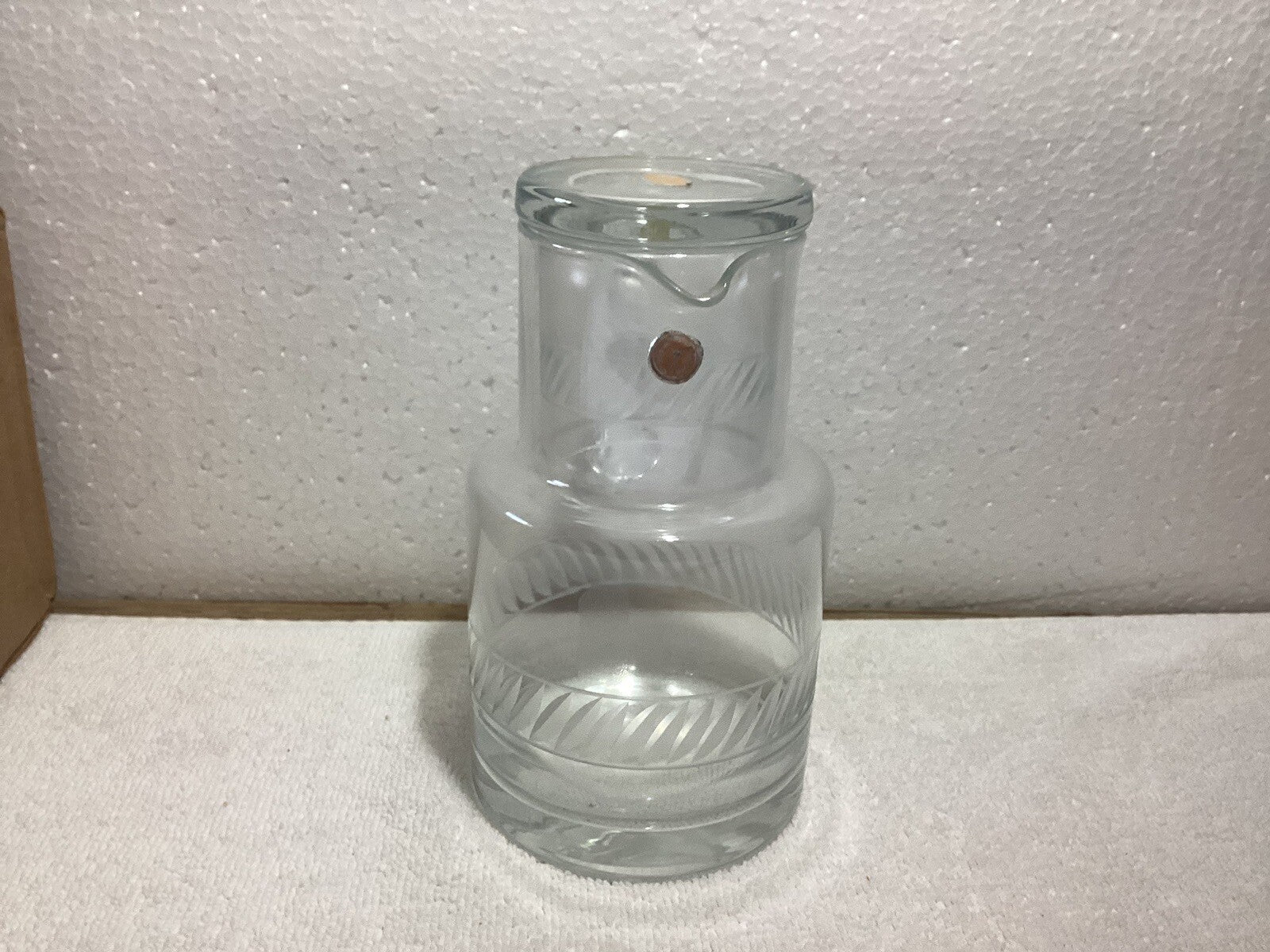 Romanian Bedside Etched Pitcher With Water Glass