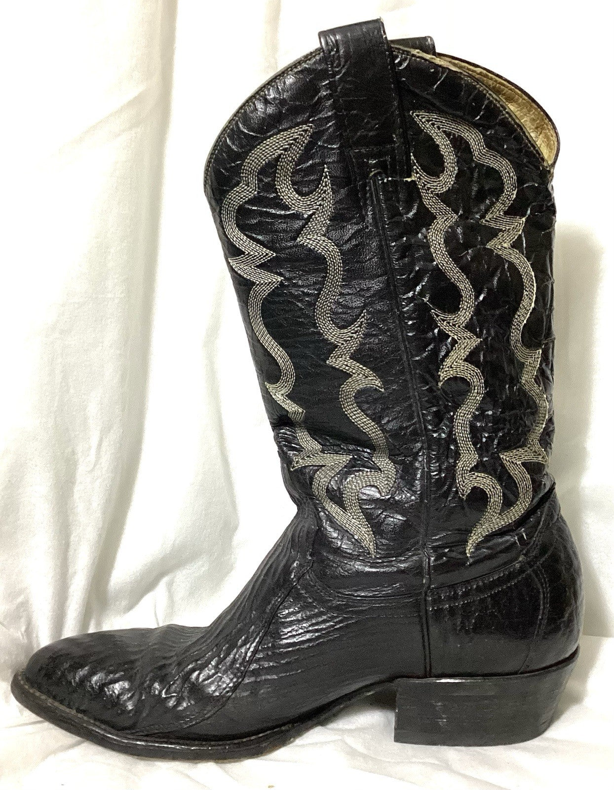 Cowtown Black Leather J Toe Cowboy Boots Sz 9.5 M-Men