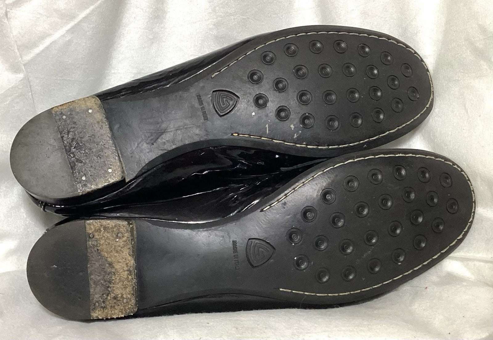 Attilio Giusti Leombruni Black Patent Women Mocassins Sz 41 Made In Italy