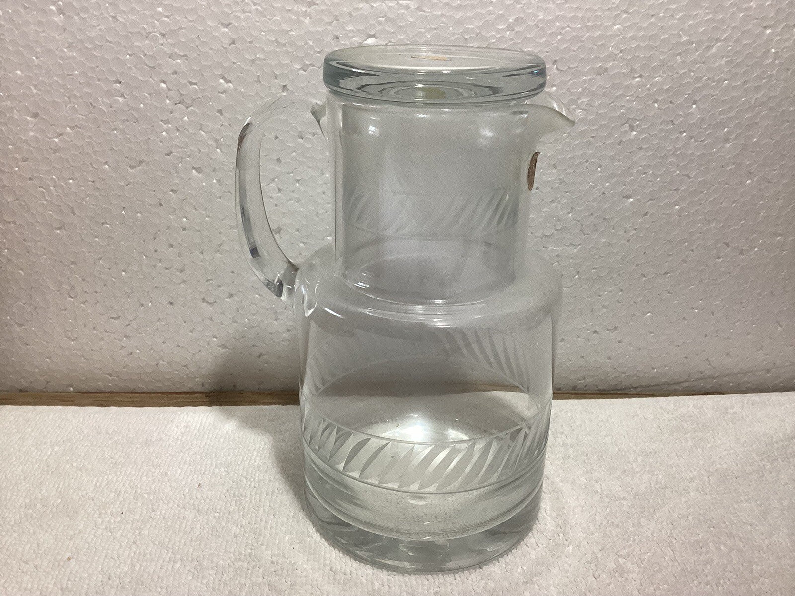 Romanian Bedside Etched Pitcher With Water Glass