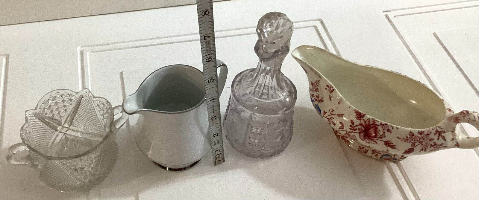 Vintage Lot Of 4 Pcs Of Creamer, Cruet, Sugar dish,gravy Dish