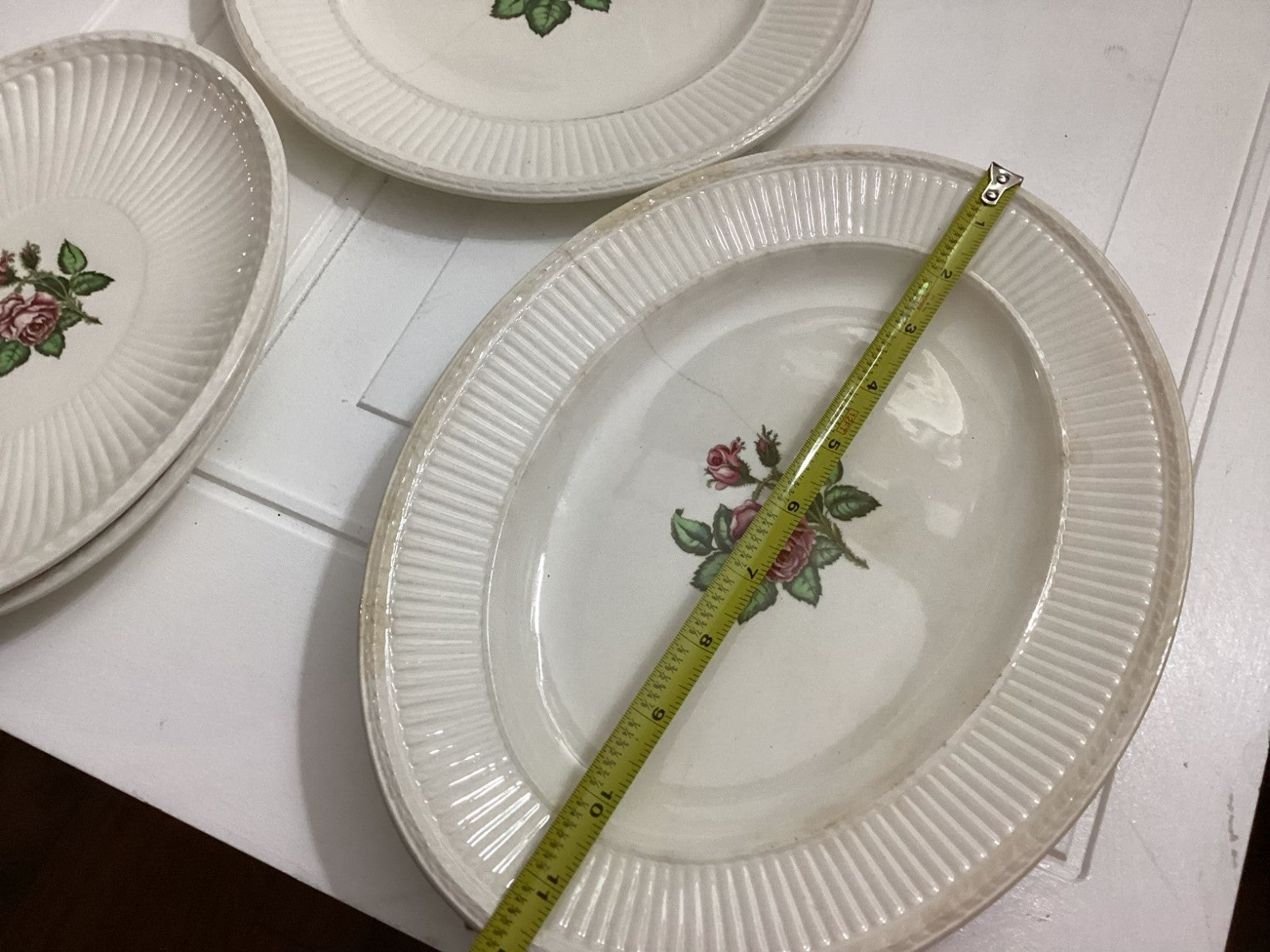 Lot Of 9 Vintage Wedgwood White Moss Rose Dish Plates