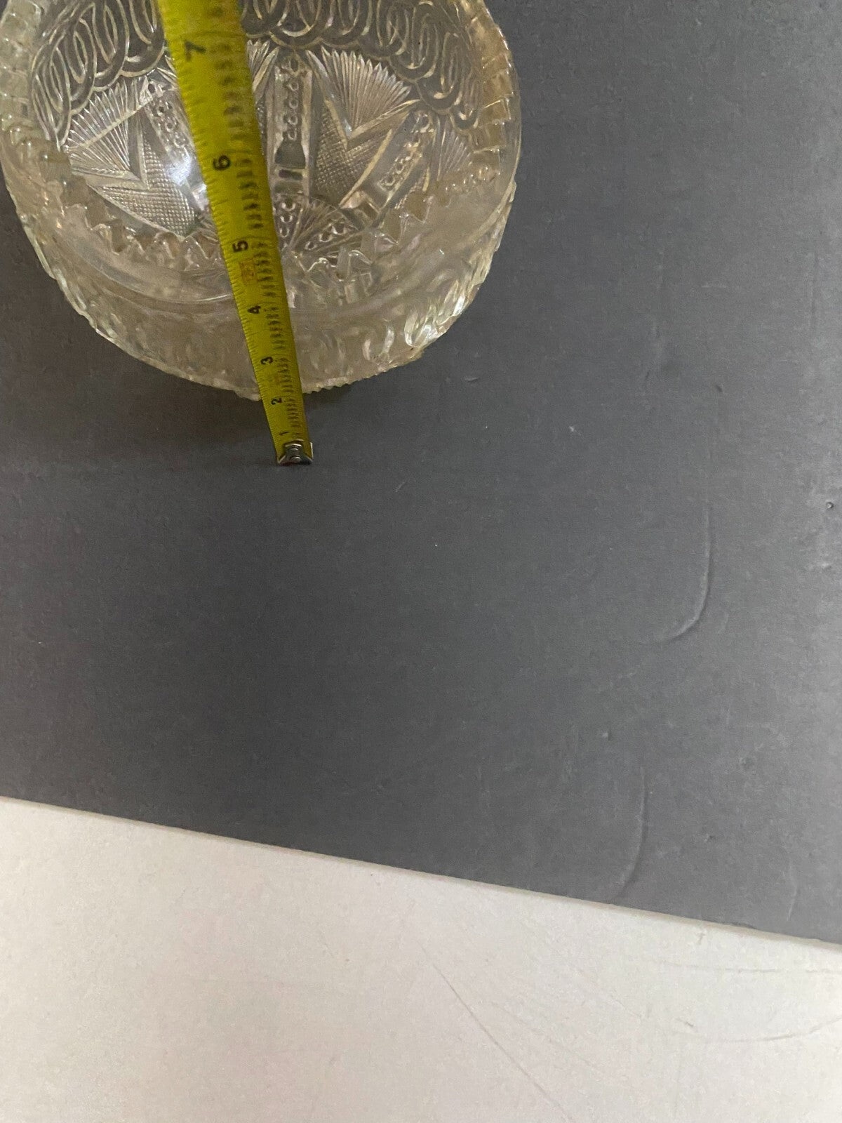 Vintage Heavy Round Cut Glass Footed Candy Bowl