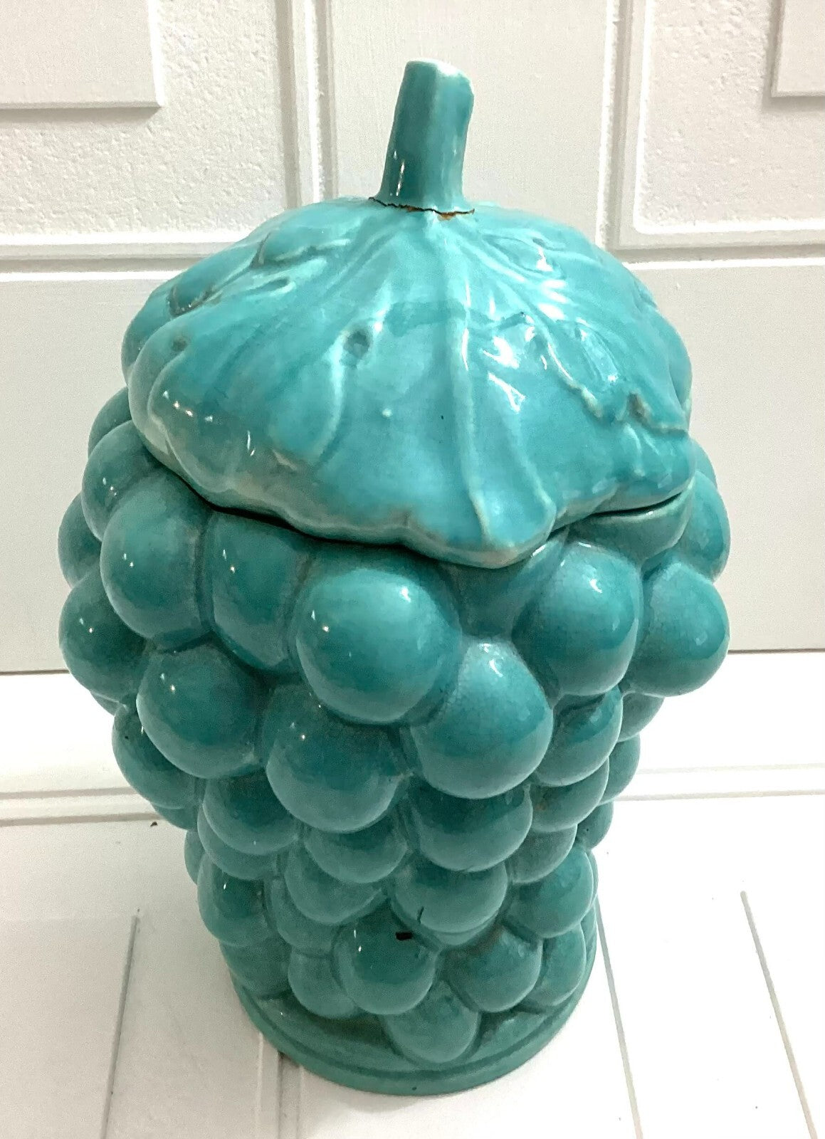 Vintage Red Wing Pottery Green Grapes 12 Inch Cookie Jar
