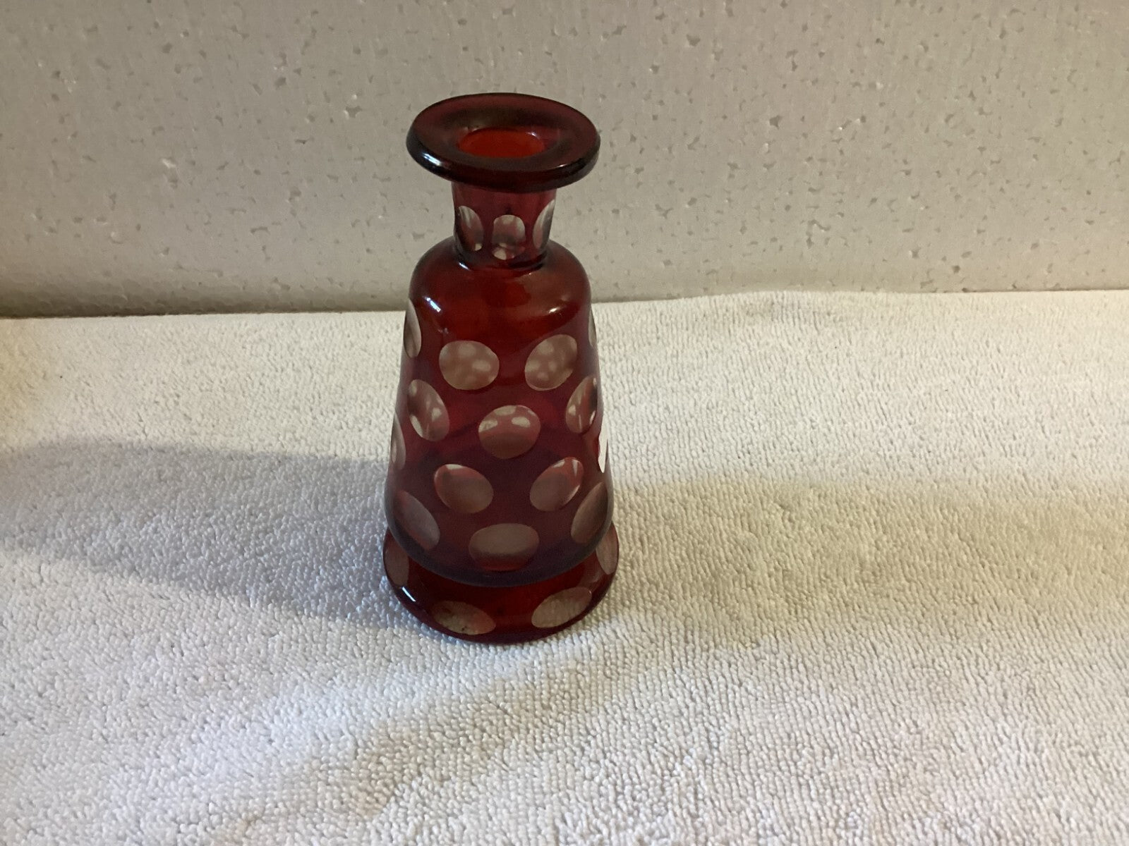 Small Mid Century Sandwich Glass Cranberry Perfume Bottle