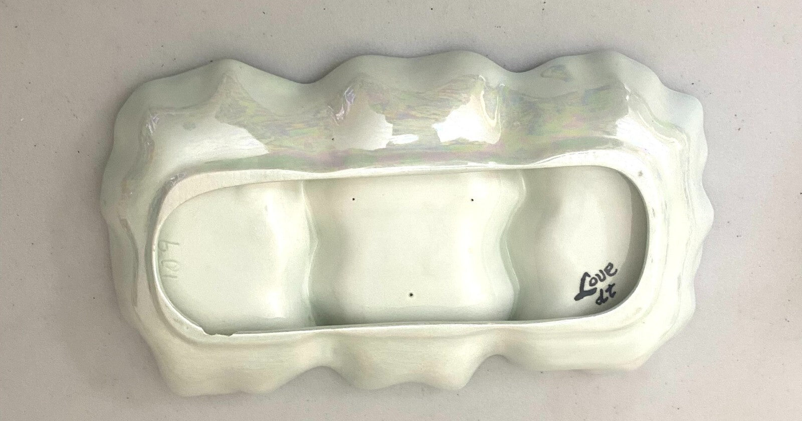 Vintage Opalescent White 3Compartment Condiment Side Dish 1.5 X 9.5 Inches