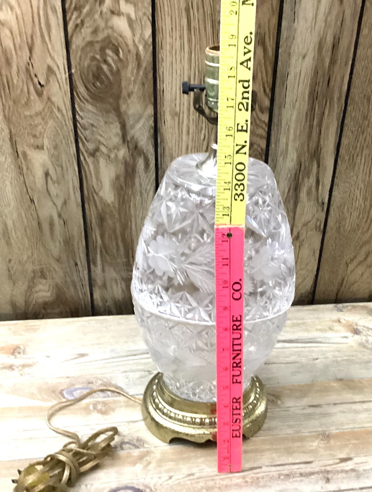 Mid Century White Pressed Glass Electric Operated Table Lamp