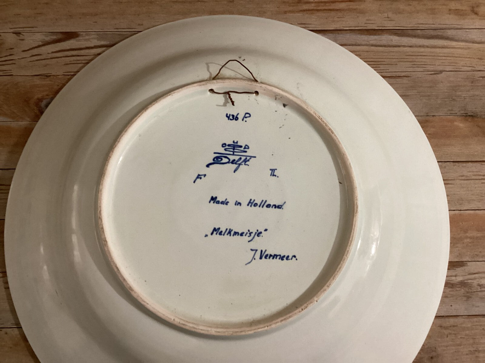Antique Delft White Blue Large 15 “ The Kitchen Girl By J. Vermeer