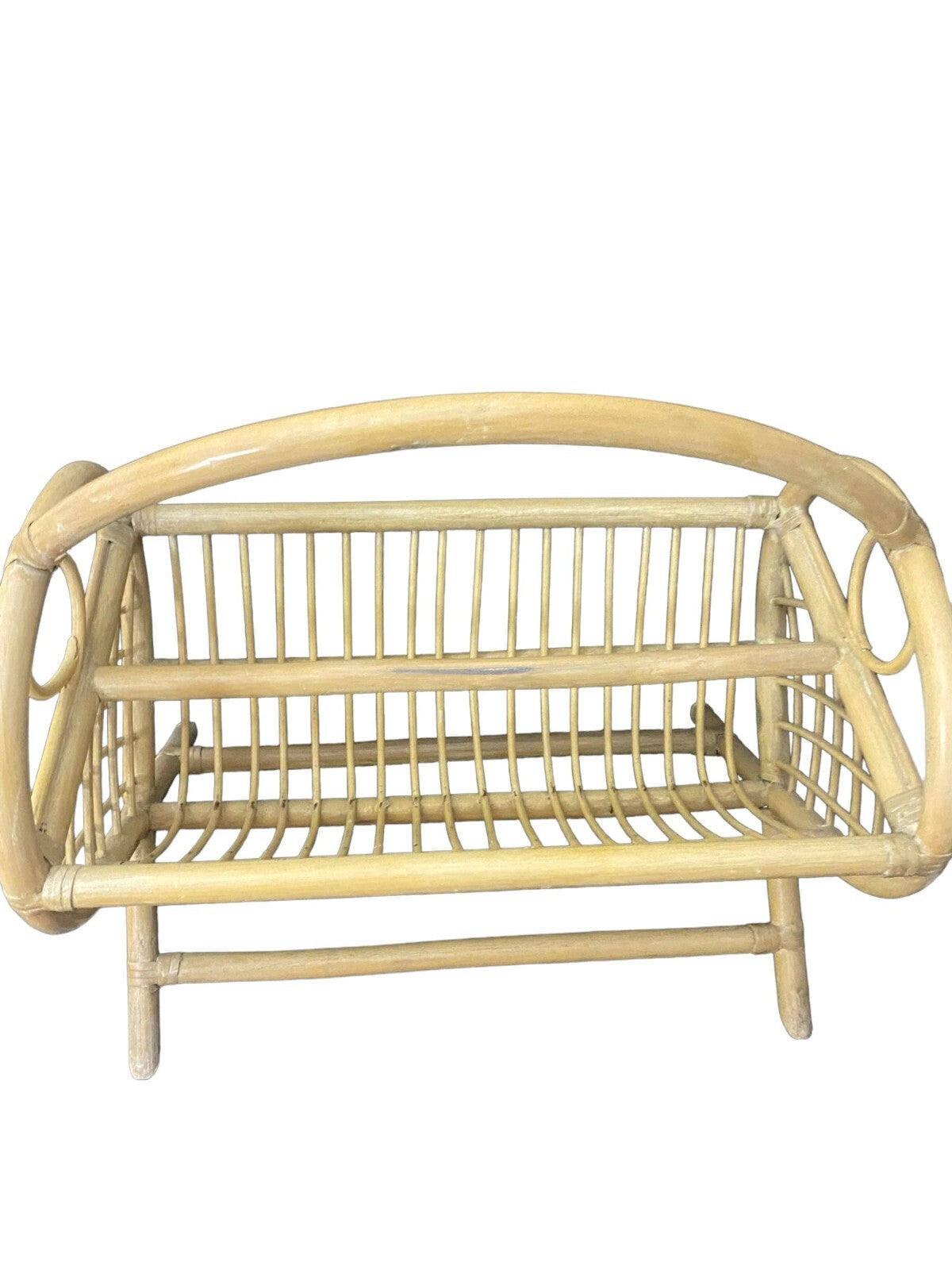 Hand Made Light Brown Rattan Wicker Organizer Basket For Magazines 18x10x18 In