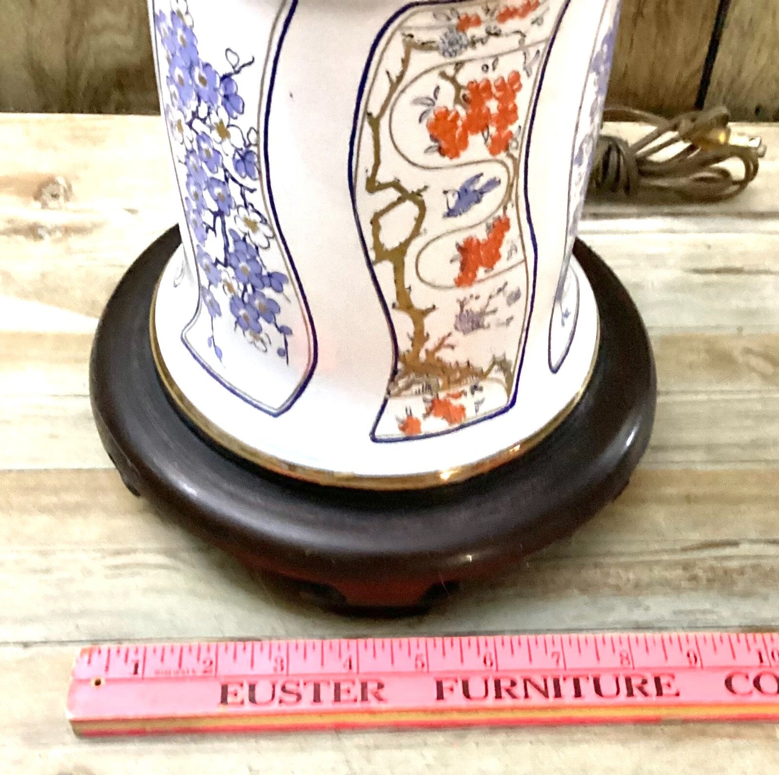 Mid Century Multicolor Modern Chinoiserie Floral Design Table Lamp Without Bulb