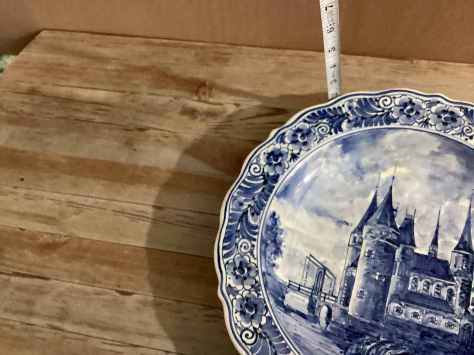 Antique Delft Blue White Hand Painted Collectible Wall Plate 12”