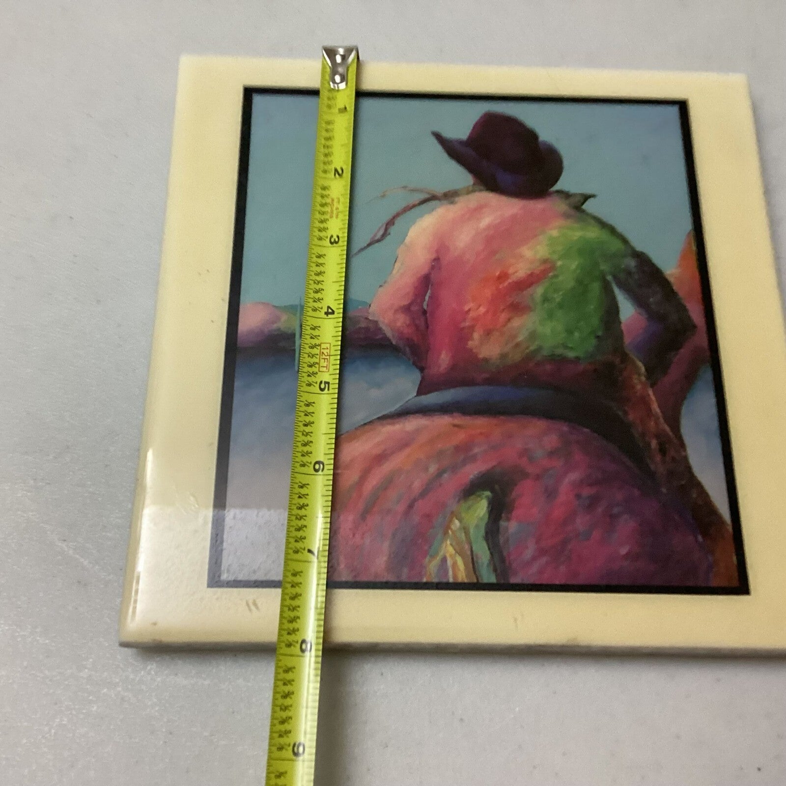 Downe Burns Cheyenne Crossing Santa Fe Art Tile Cowboy Horse Display Art