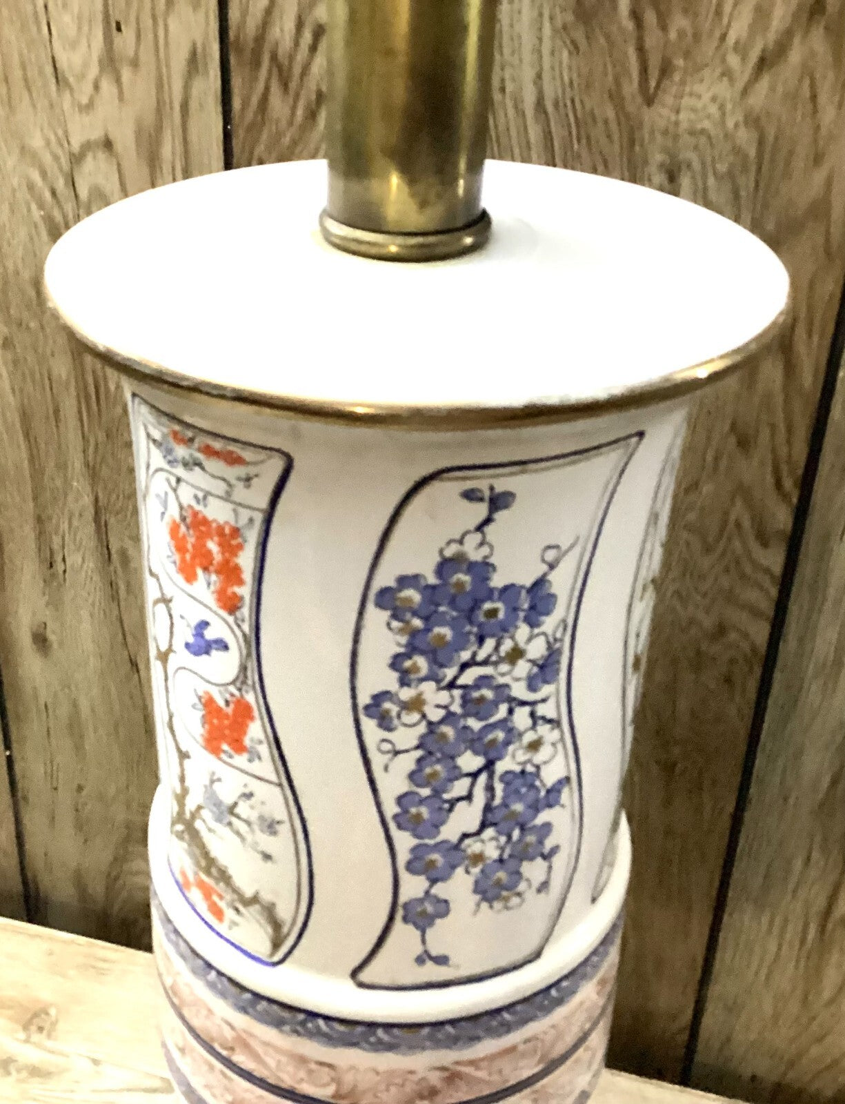 Mid Century Multicolor Modern Chinoiserie Floral Design Table Lamp Without Bulb