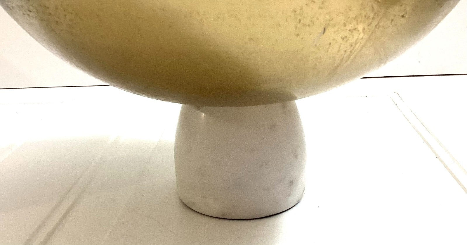 Round Anna Ny Coluna Shaped Golden Fruit Bowl With Marble Foot