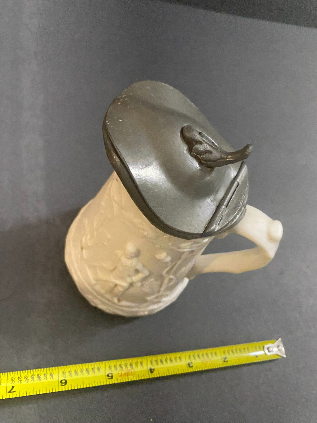 Rare Antique 1850 Parian Porcelain Small Cain & Abel Abolitionist Stoneware Jug