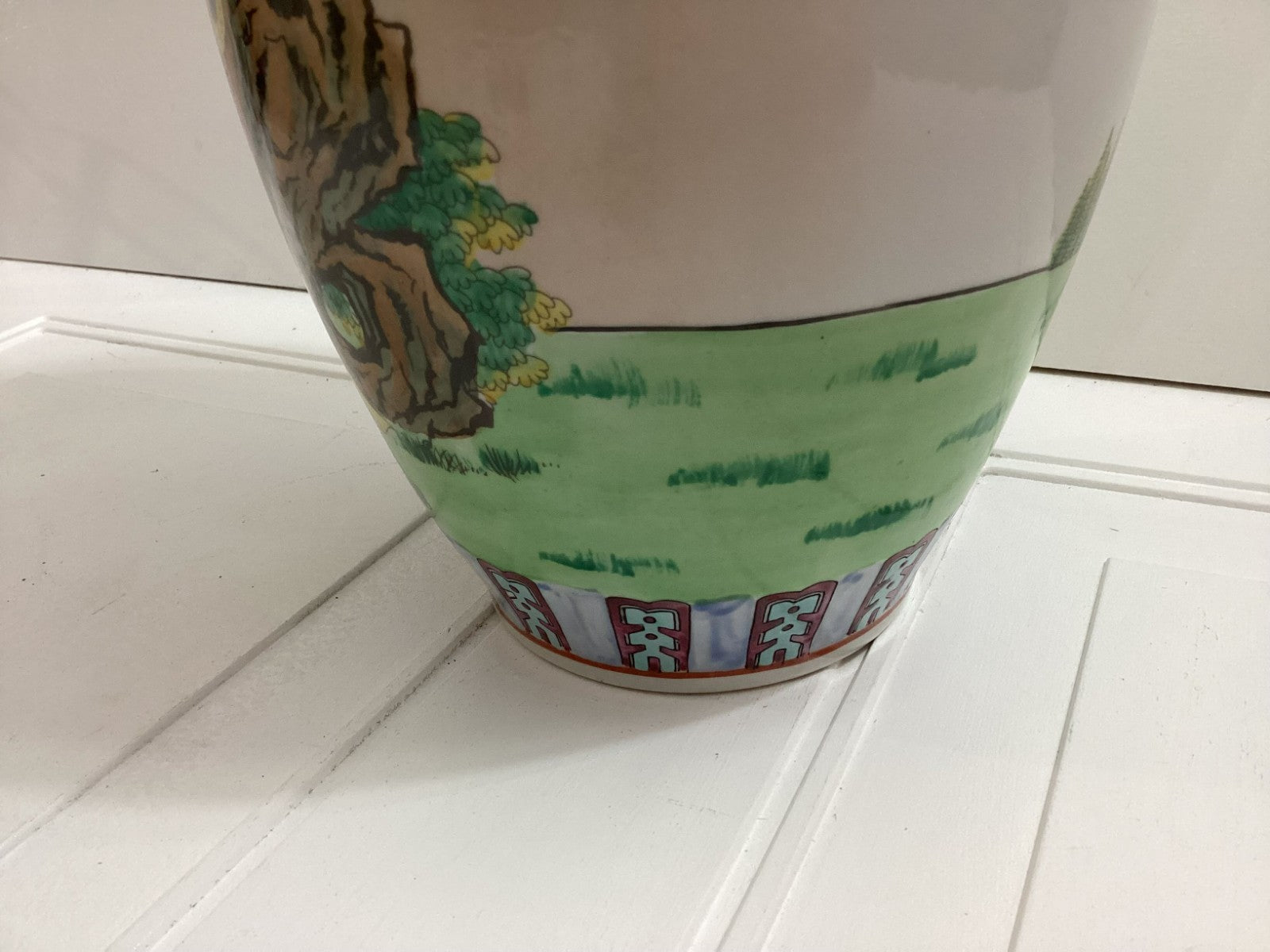 Famille Rose Hand Painted Tall Vase