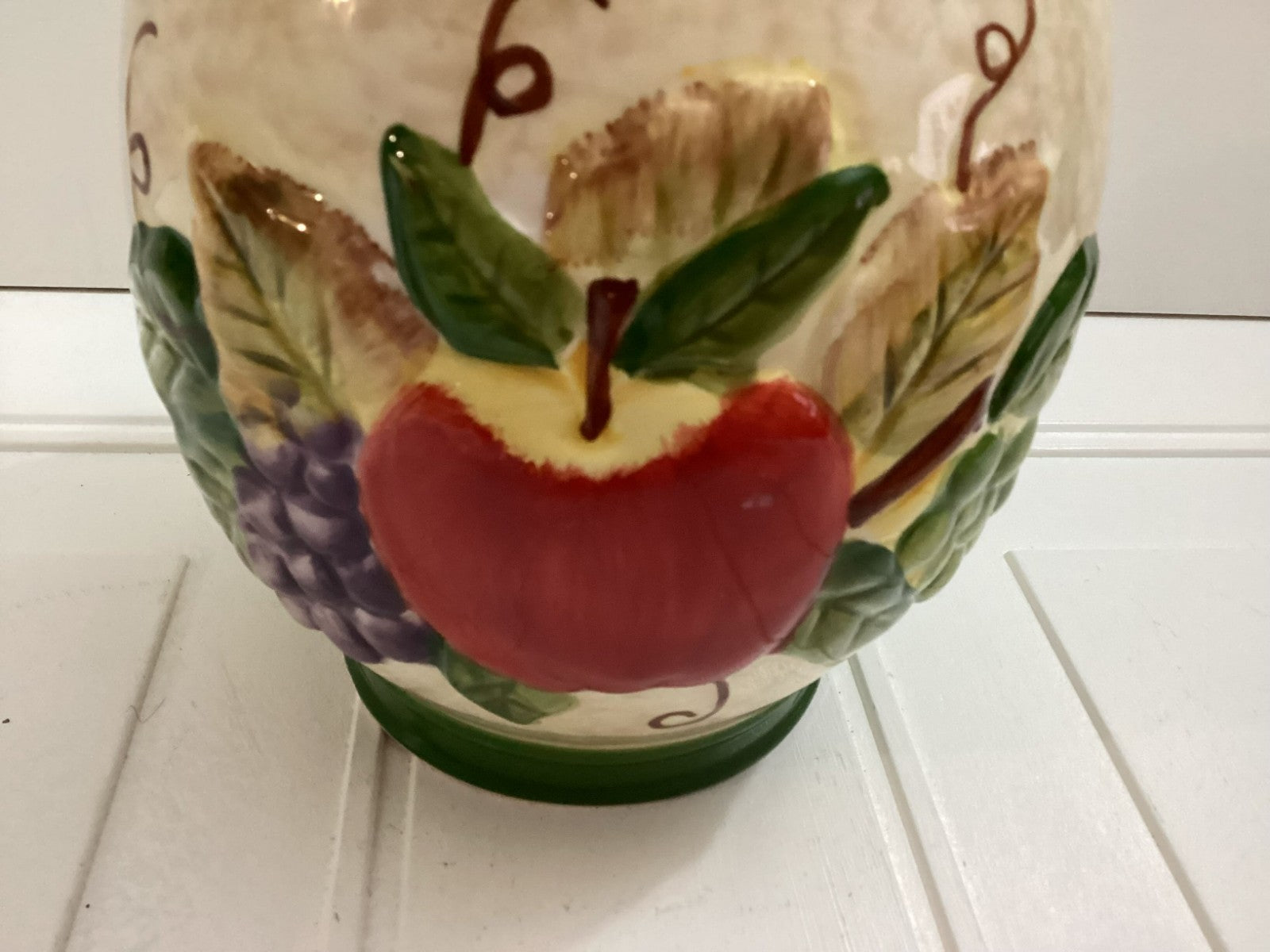 Nonni's Biscotti Hand Painted Fruits Ceramic Cookie Jar
