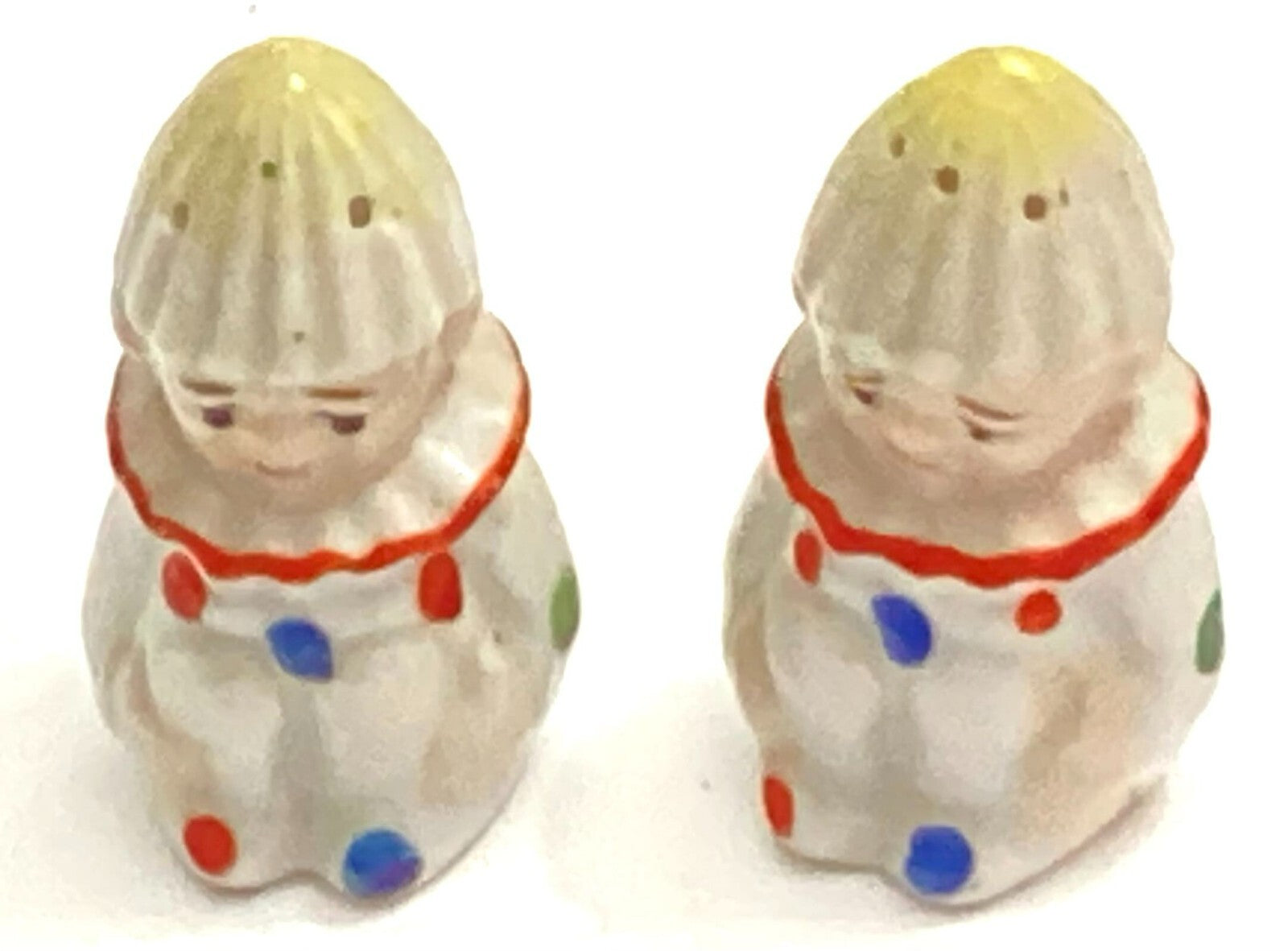 Vintage Sitting Sad Clowns Salt And Pepper Shakers Set