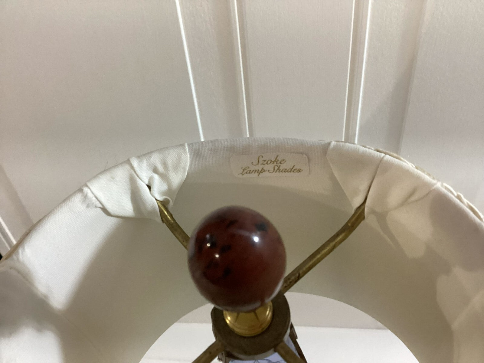 Vintage Set Of 2 Hand Painted, Brass Leg Elect Table Lamps