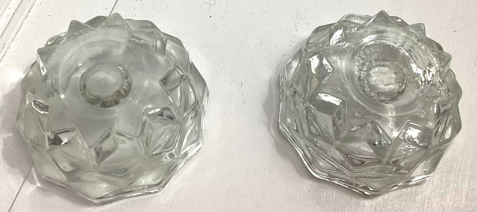Lot Of 2 Vintage 60’s Clear Glass Candlestick Holders