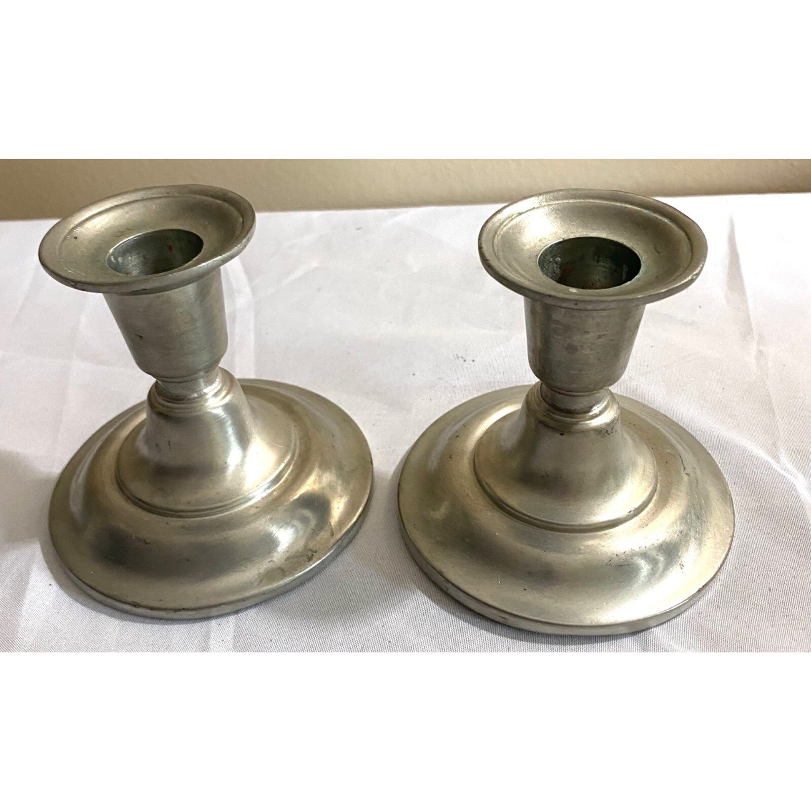 Pair of pewter Short Candle Holder