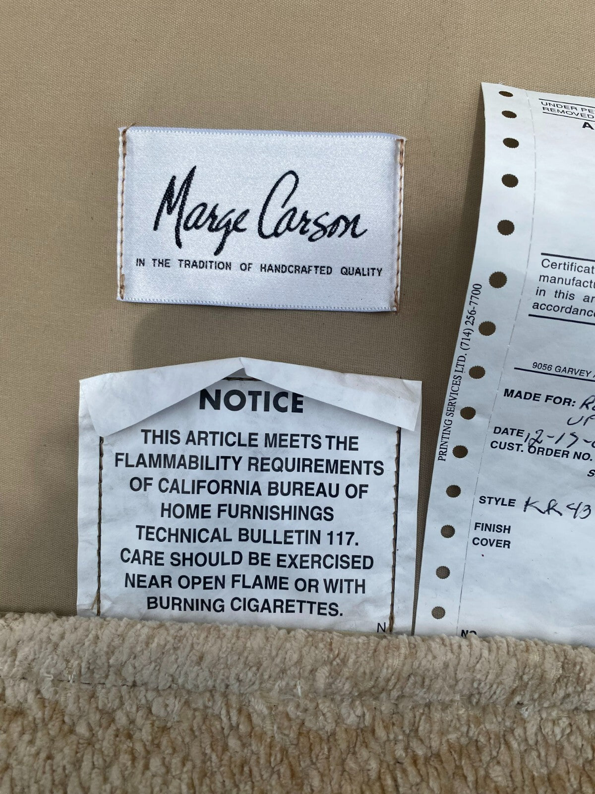Marge Carson Extra Large Beige Sofa