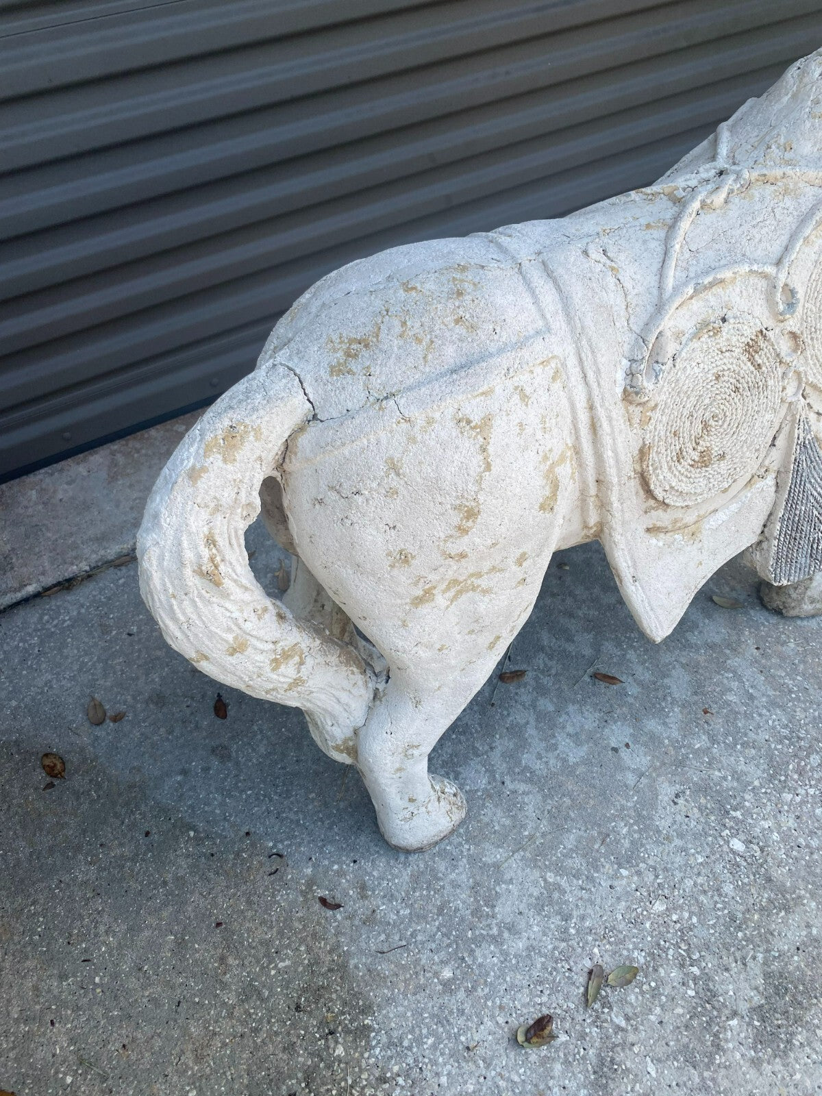 Large White Stylized Plaster Tang Horse Decor Display