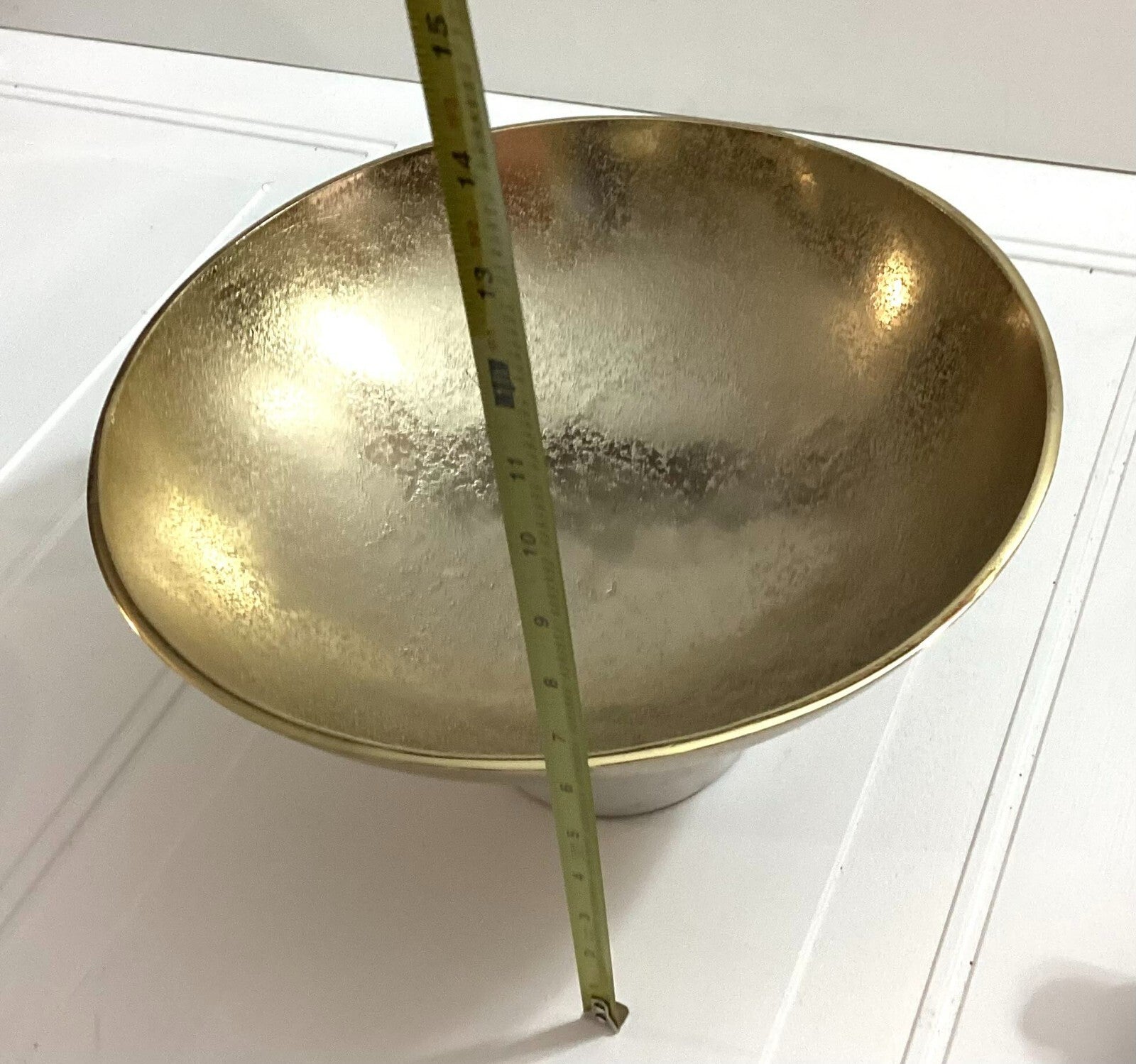 Round Anna Ny Coluna Shaped Golden Fruit Bowl With Marble Foot