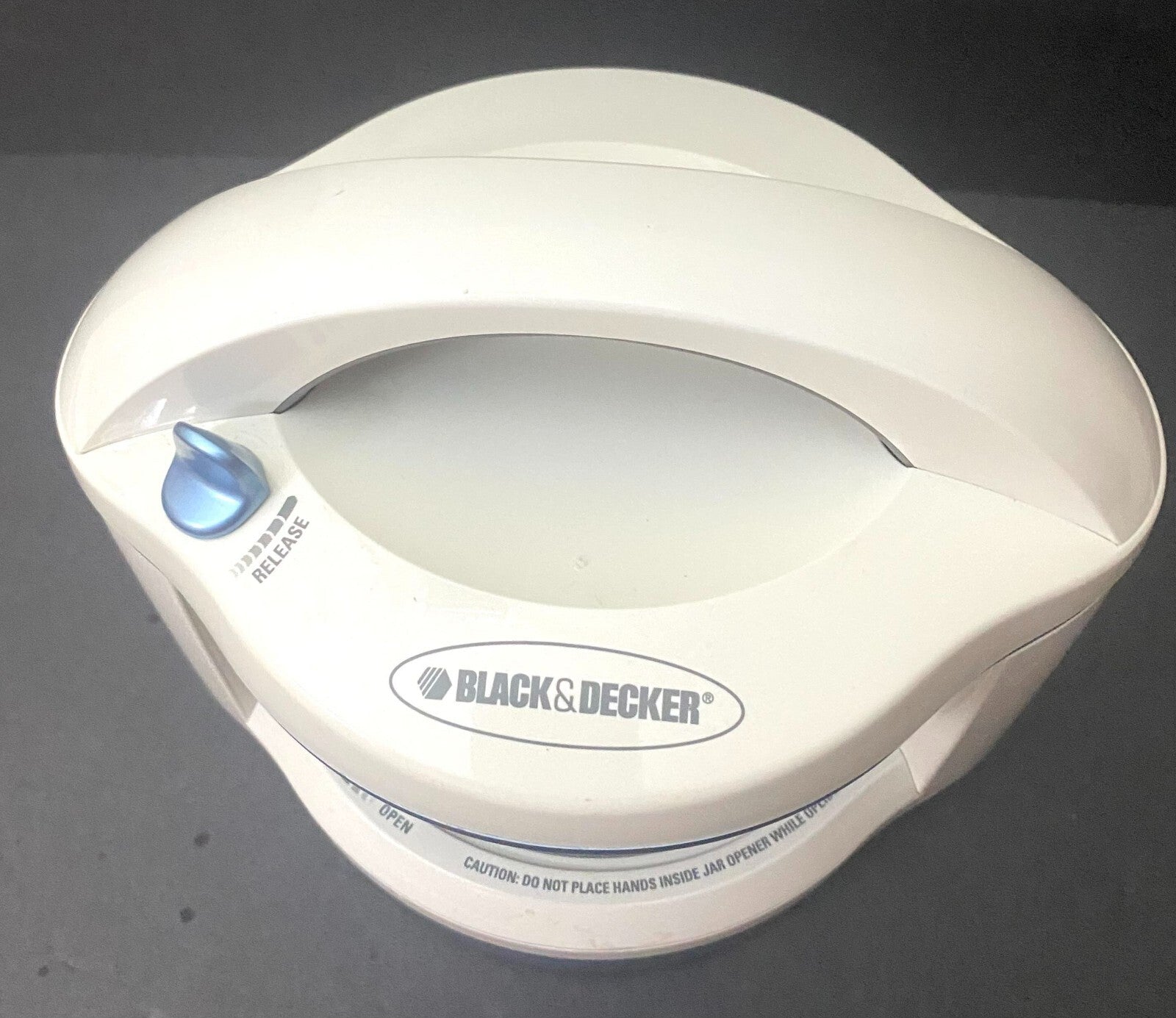 Black & Decker White Blue Adjustable Lid Electric Automatic Jar Opener