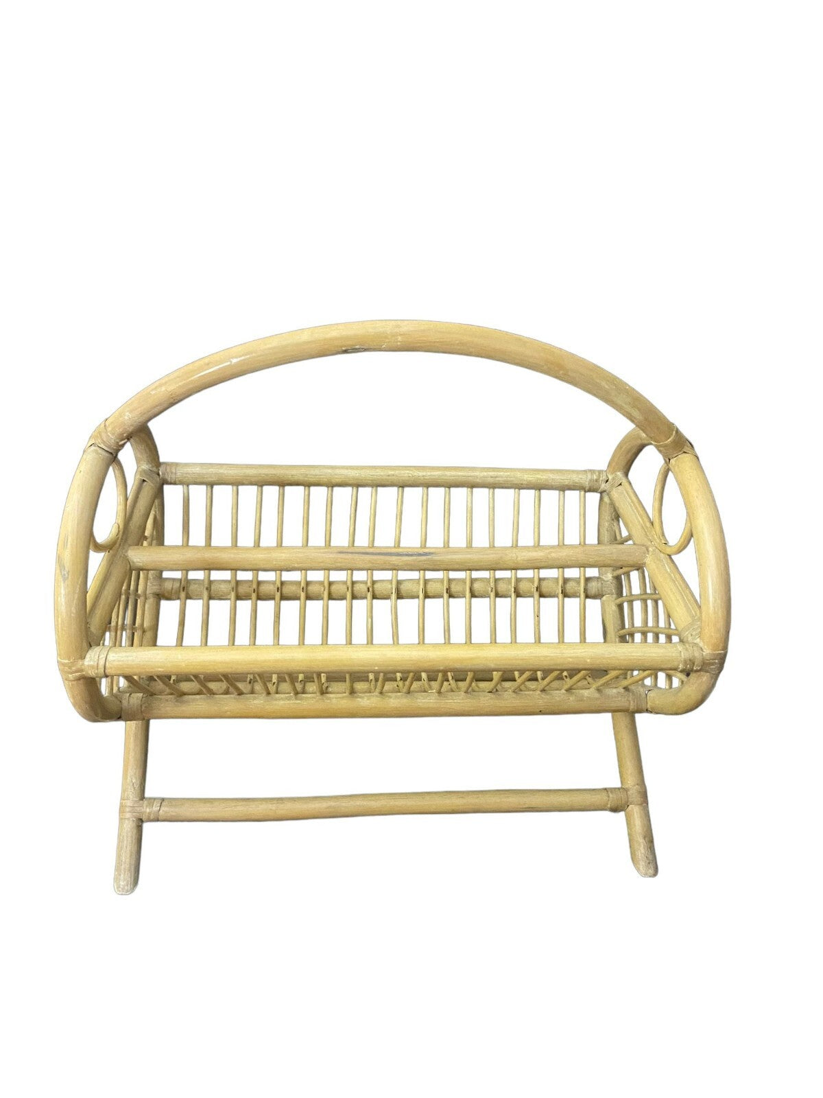 Hand Made Light Brown Rattan Wicker Organizer Basket For Magazines 18x10x18 In