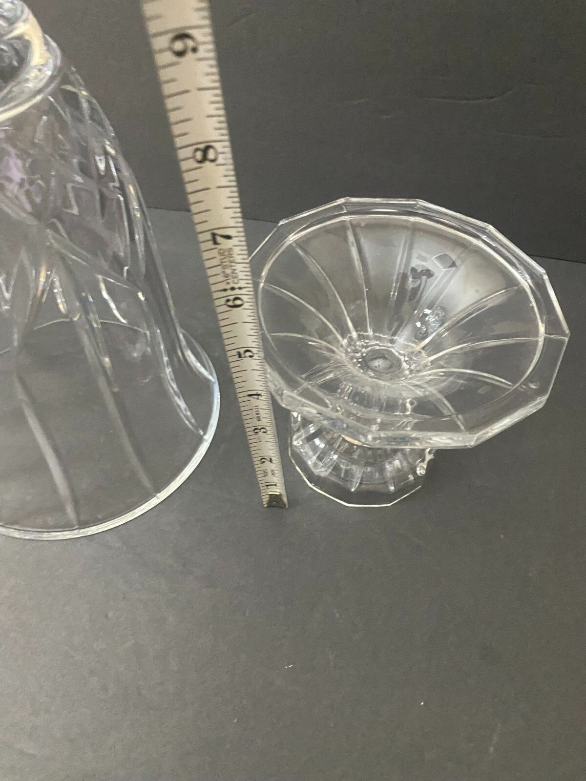 Vintage Lead Crystal Hurricane Candle Holder 2 Pieces 12 Inches Tall