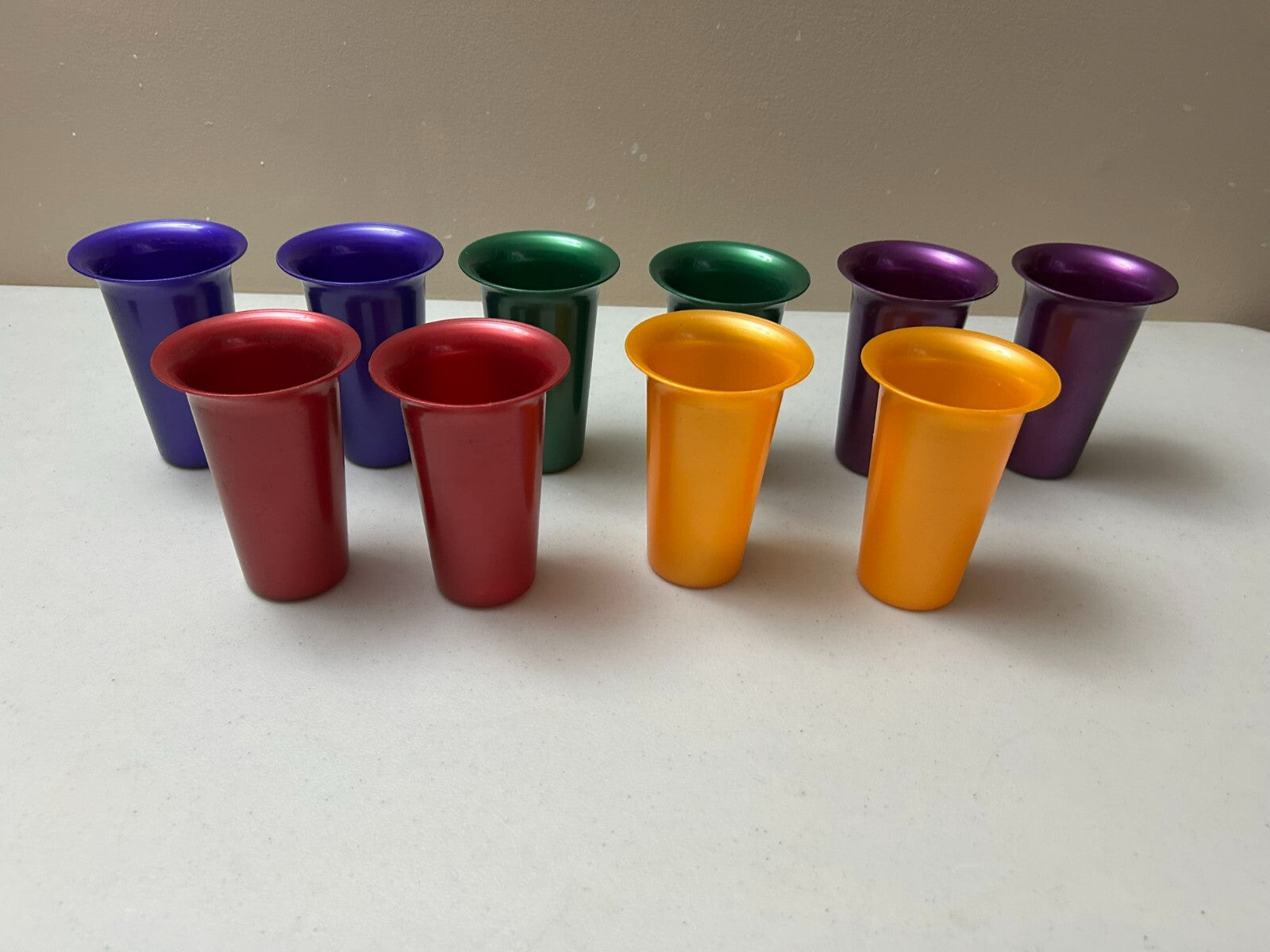 Set Of 10 Anodized Aluminum Stackable Tumblers